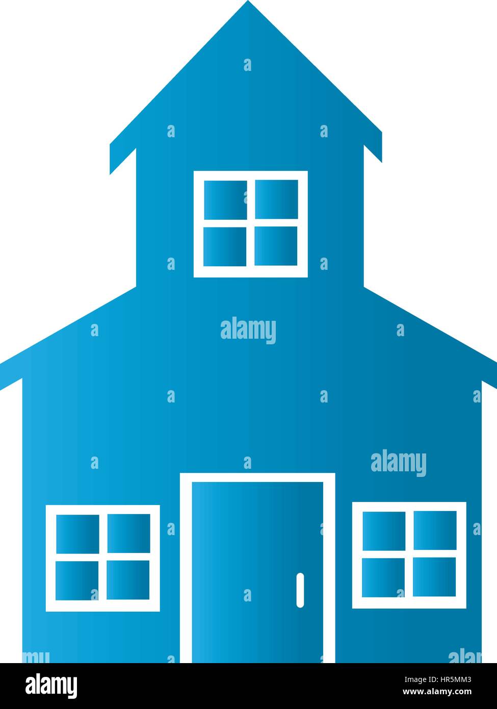 Silhouette Vorderansicht Haus mit zwei Etagen Symbol flach Stock