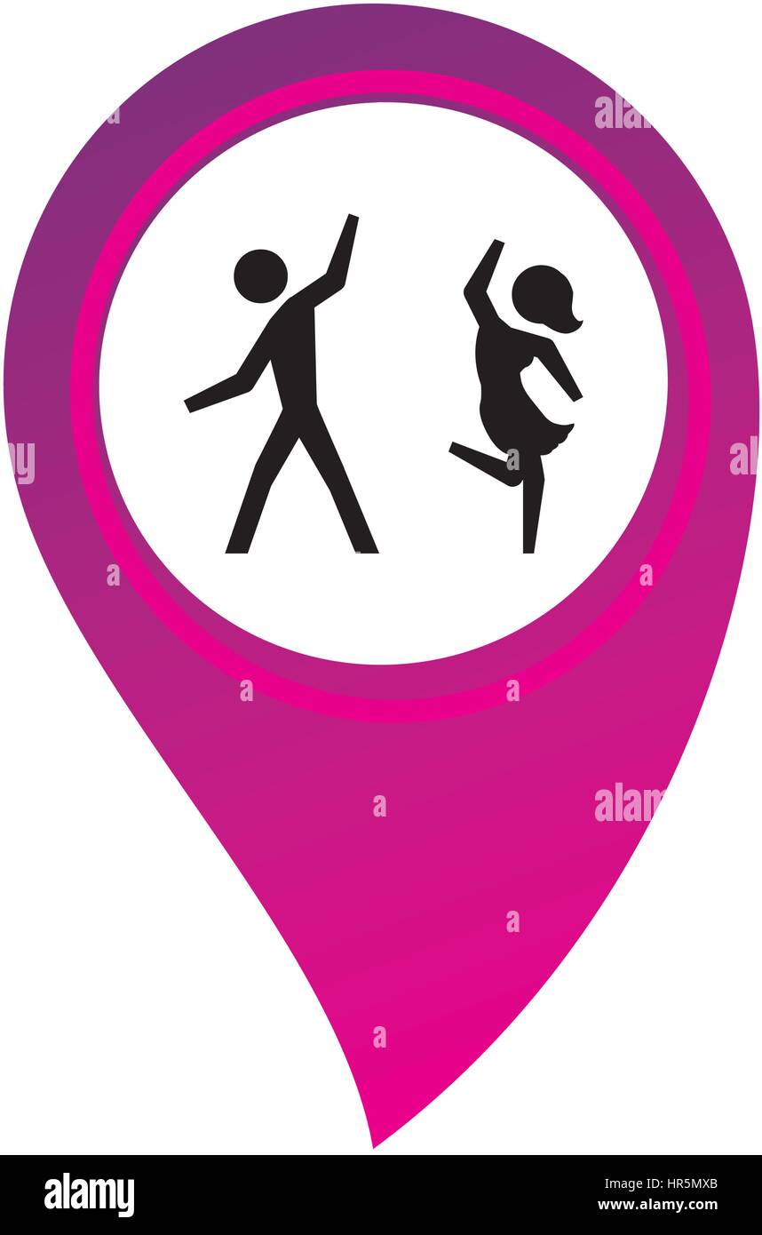 Farbe Karte Zeiger Unterseite mit Piktogramm paar Tanz Stock Vektor