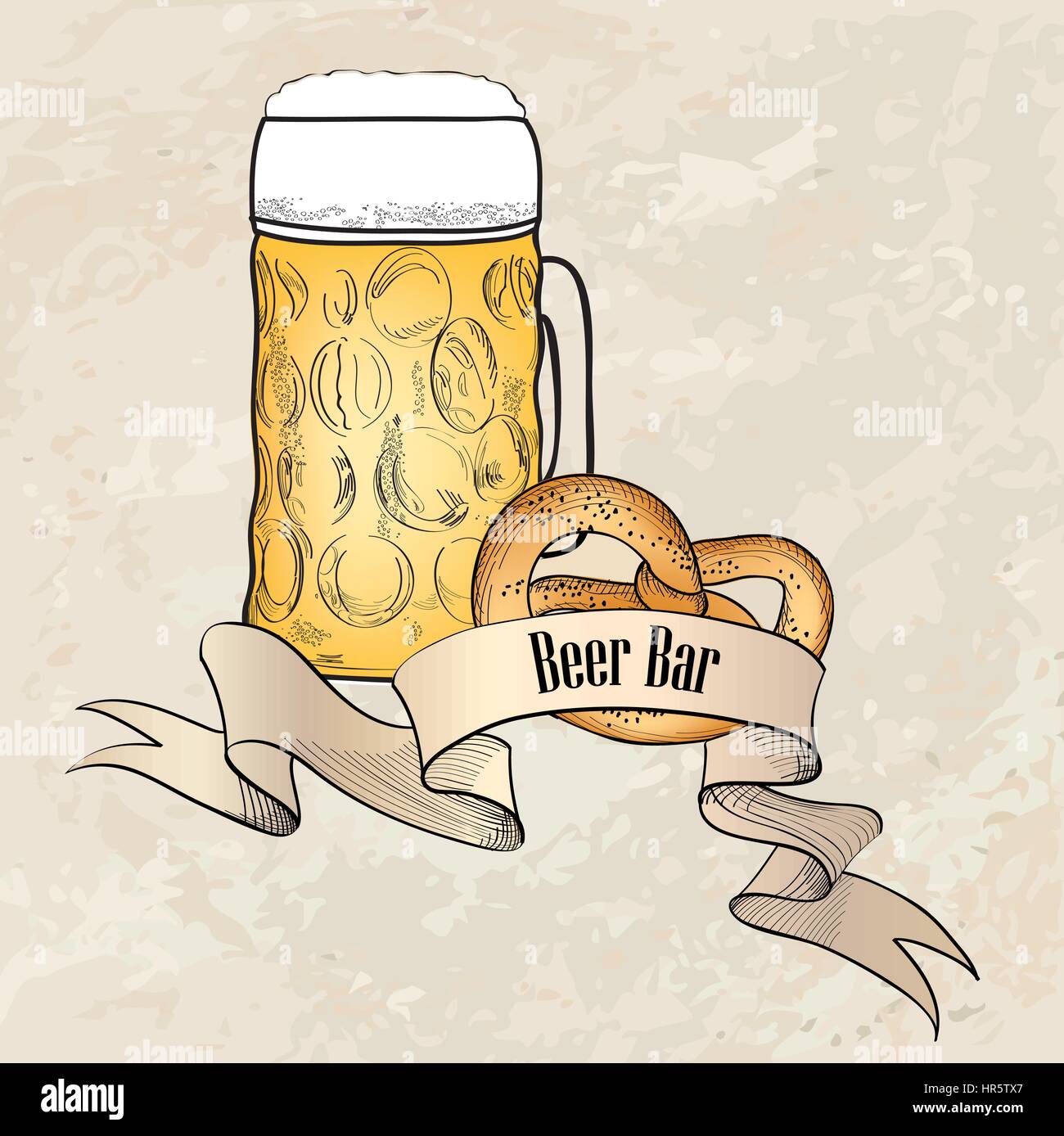 Bier ware Hintergrund im Retro-stil. bierkrug Fahne. Bier Glas doodle graviert Poster. Stock Vektor