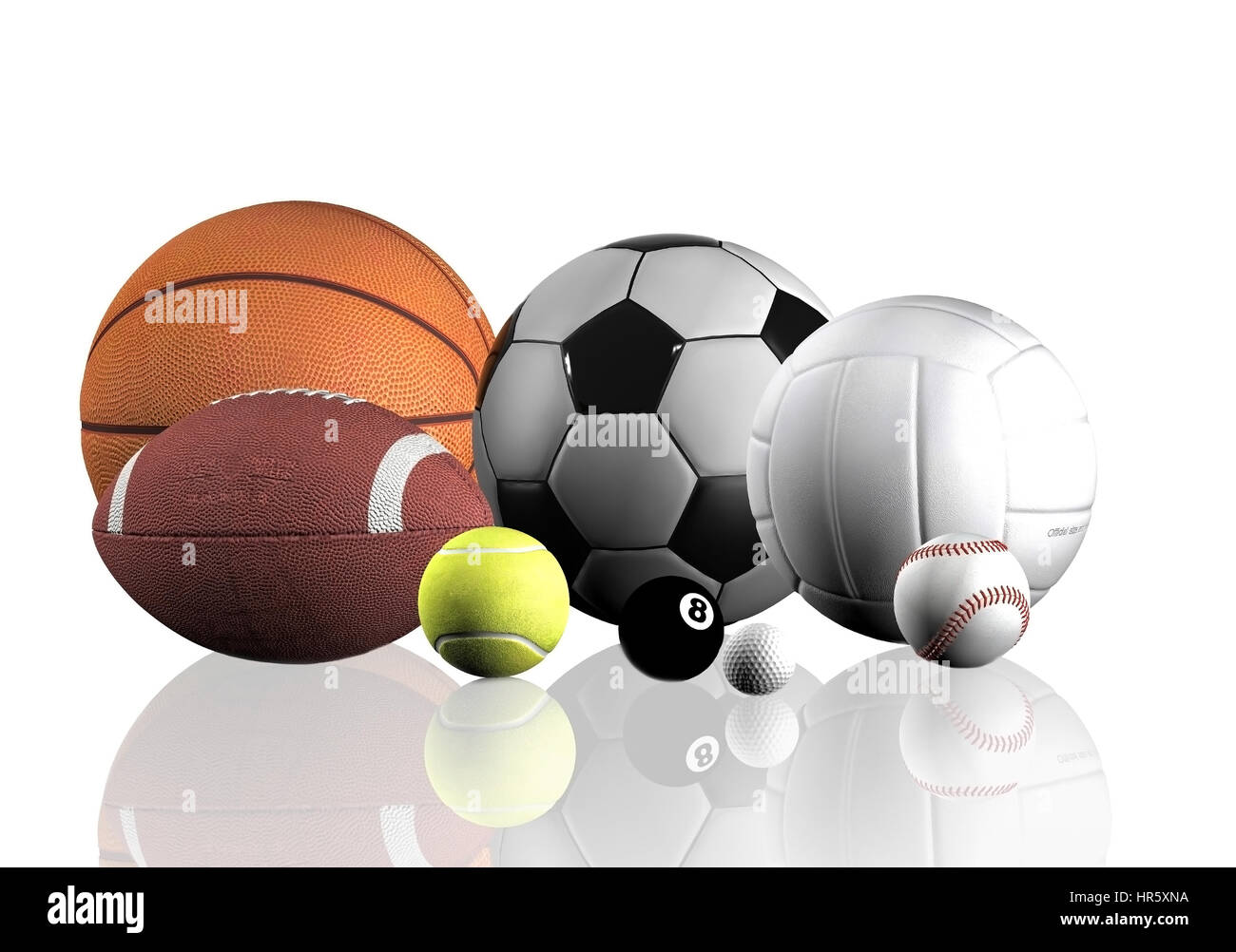 Sportballe Vor Einem Weissen Hintergrund Stockfotografie Alamy