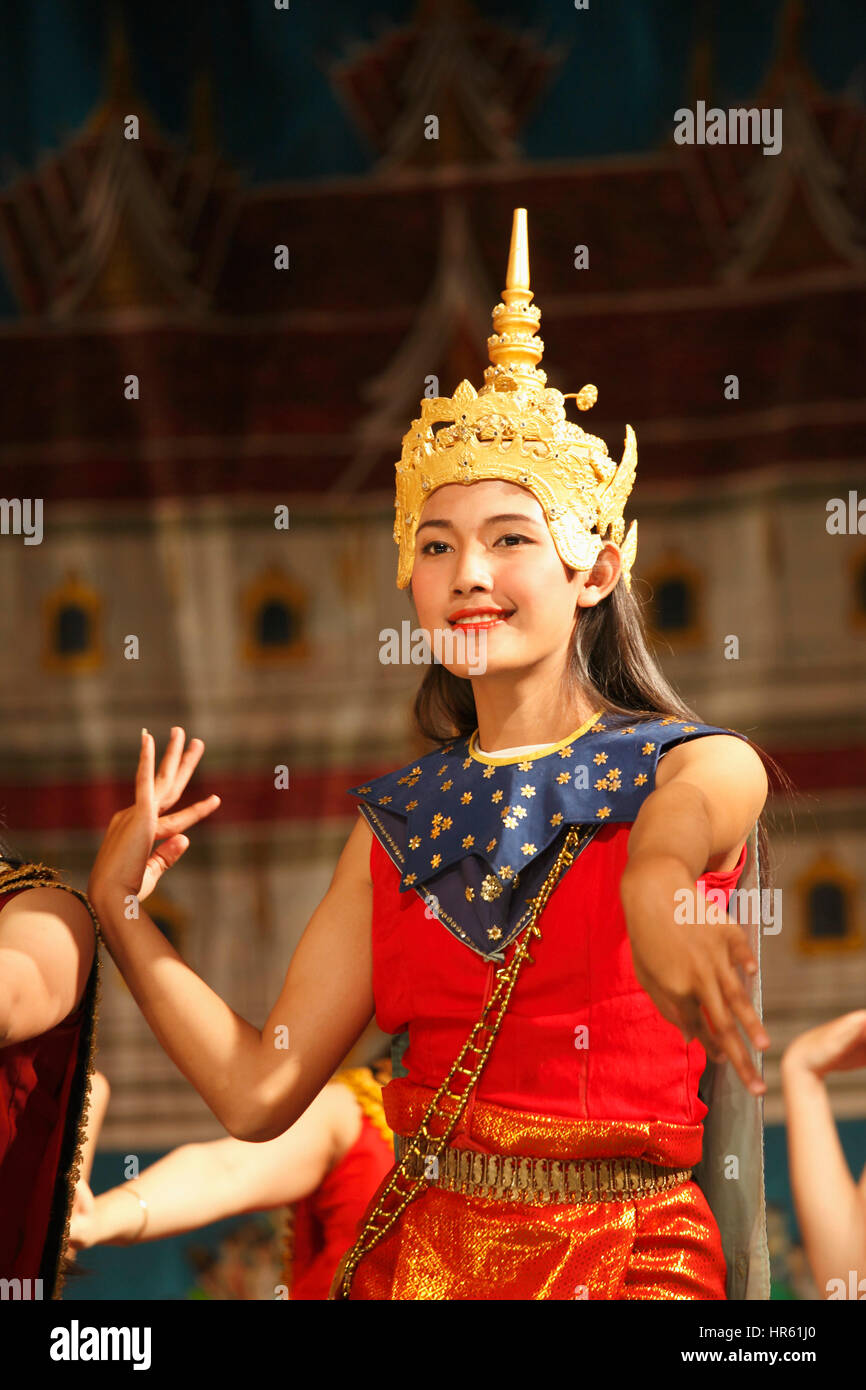 Laos, Luang Prabang, klassischer Tanz, Tänzer, Stockfoto