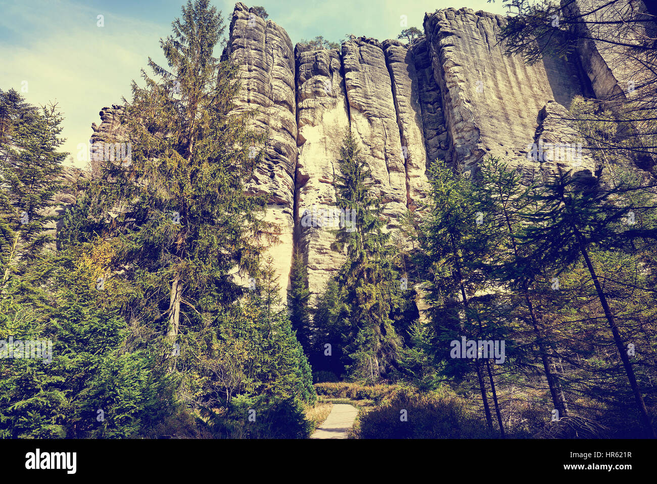 Fantastische Aussicht auf die Andstone Säulen. Teplice-Adersbacher Felsenstadt. Tschechische Republik. Künstlerischen Bild. Beauty-Welt. Stockfoto