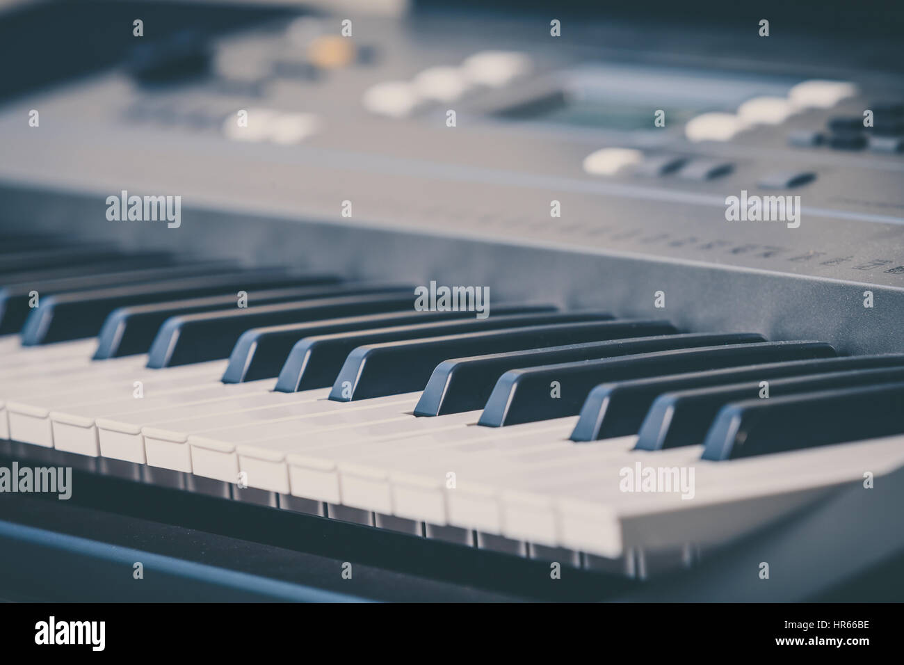 Elektronischen Musik Keyboard Synthesizer Nahaufnahme Stockfoto