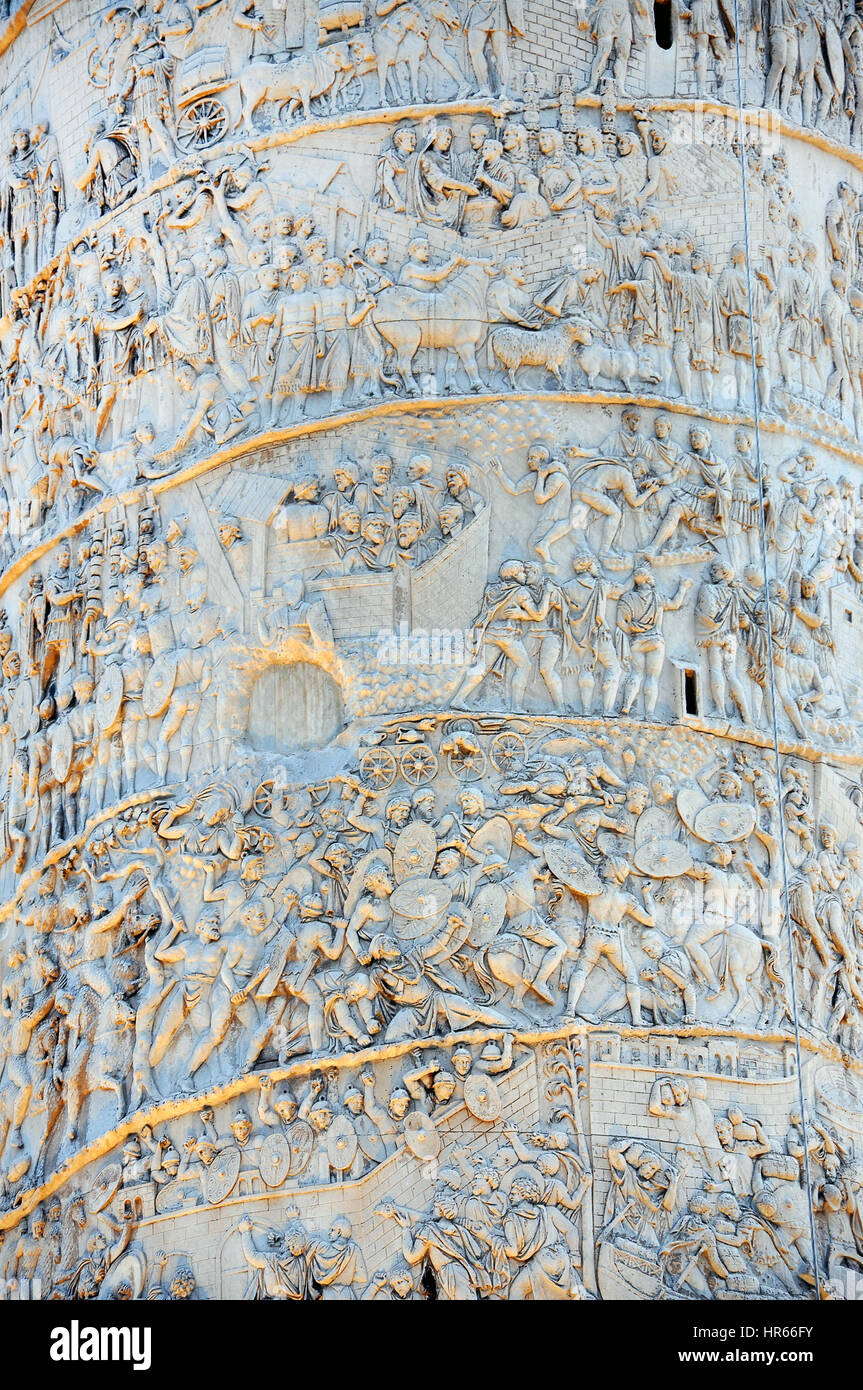 Detail der Spalte Traianus, Trajans Säule. Rom, Italien Stockfoto