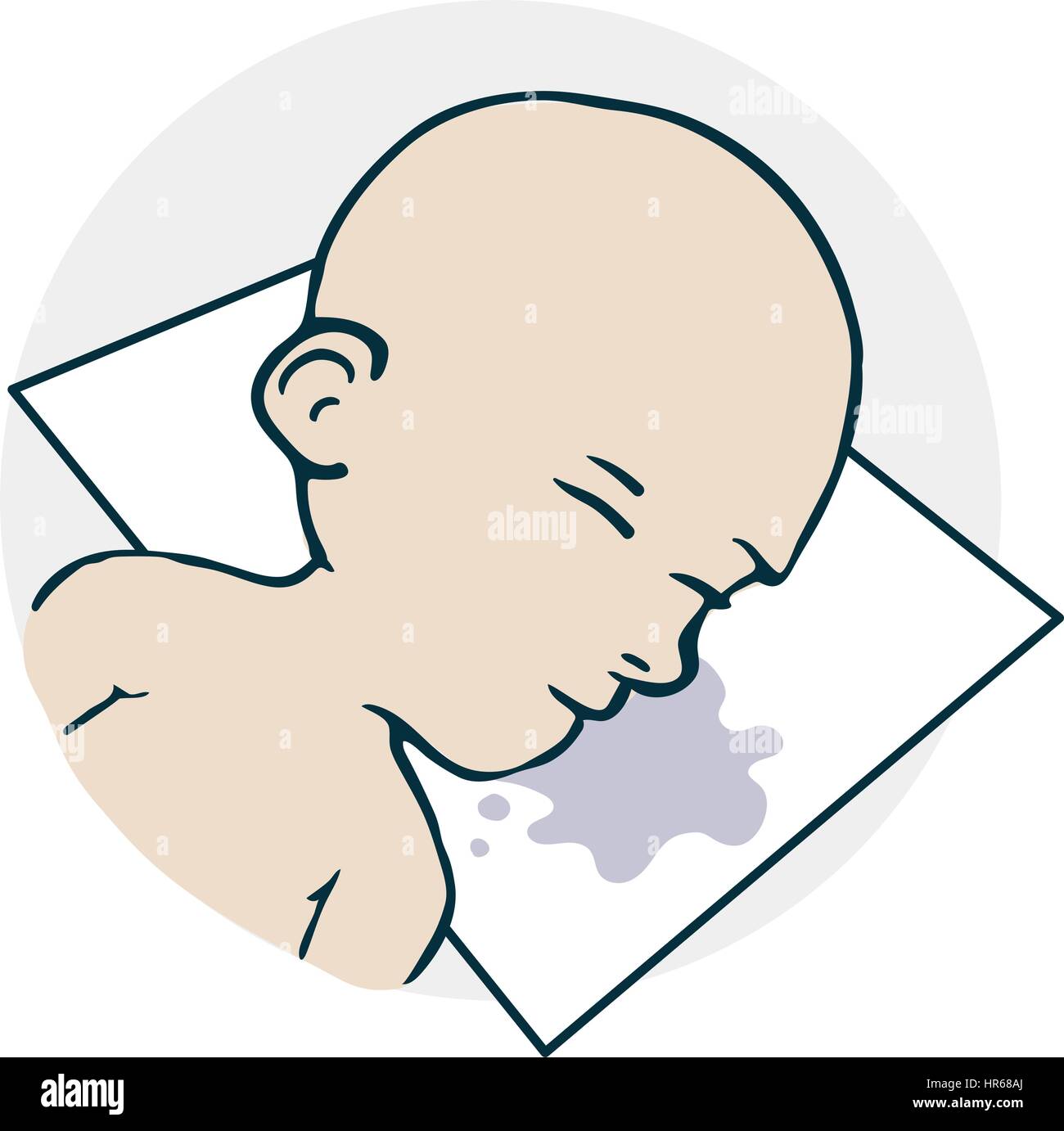Das Baby schläft auf einem Kissen-Symbol. Beispiel für einen lustigen Cartoon-Stil Stock Vektor