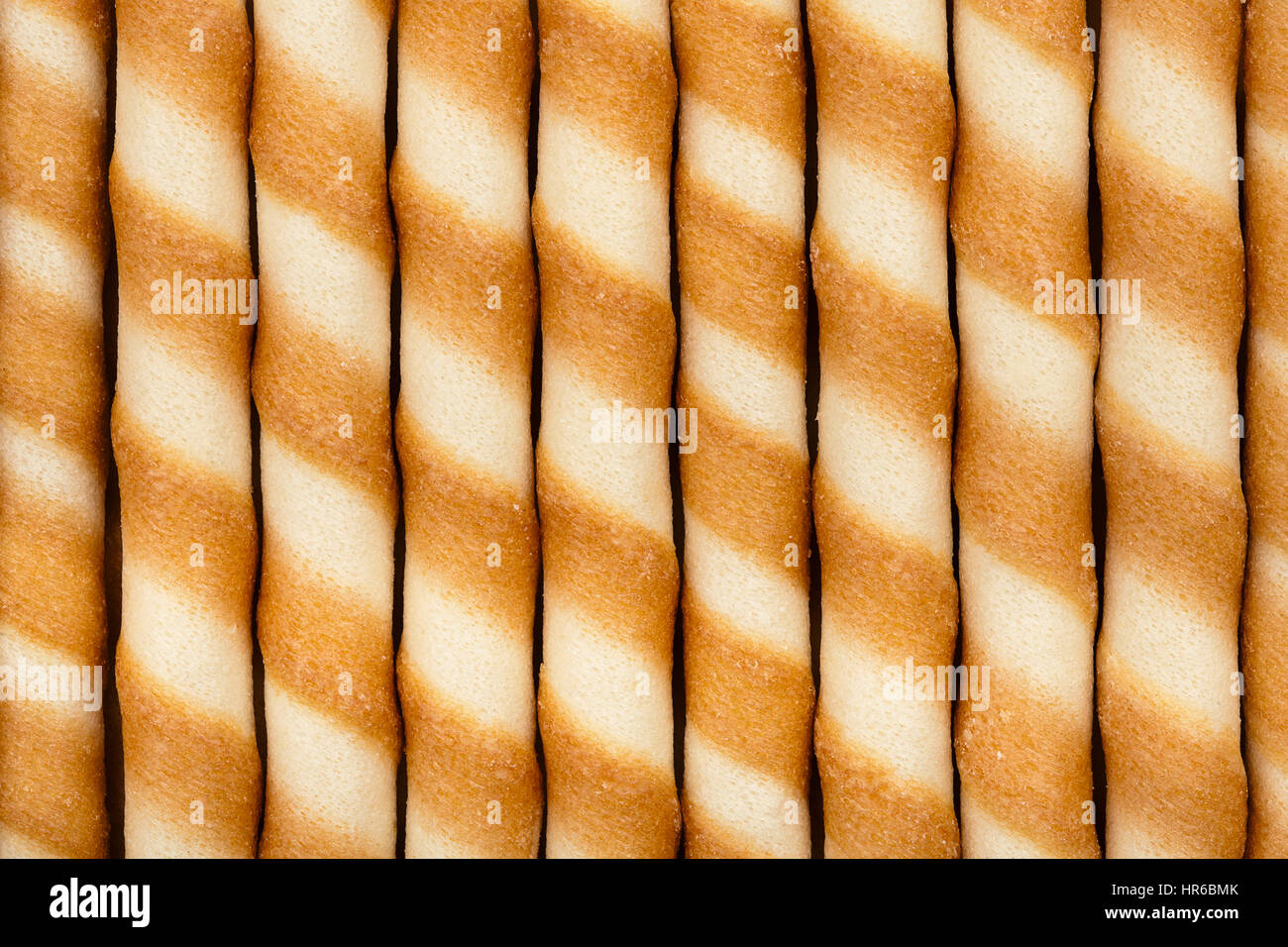 Nahaufnahme des gestreiften Wafer rollt Stockfoto