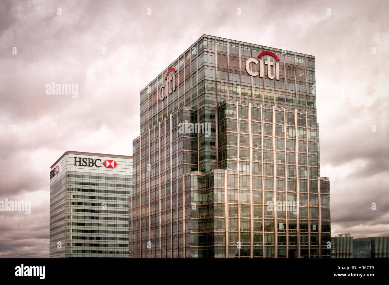 Citi Bank und HSBC Bürogebäude in Canary Wharf, Docklands, London UK Stockfoto