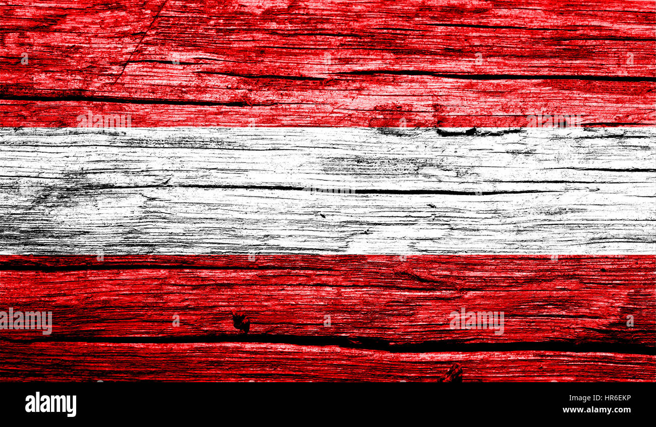 Österreich Flagge auf alten Hintergrund Rückwirkung, Nahaufnahme Stockfoto