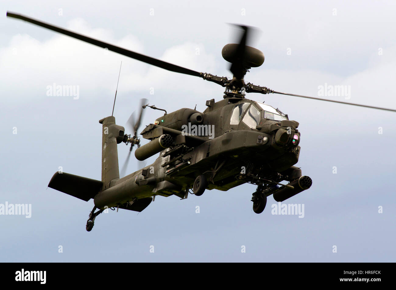 Boeng AH-64 Apache-Hubschrauber in Duxford, Stockfoto