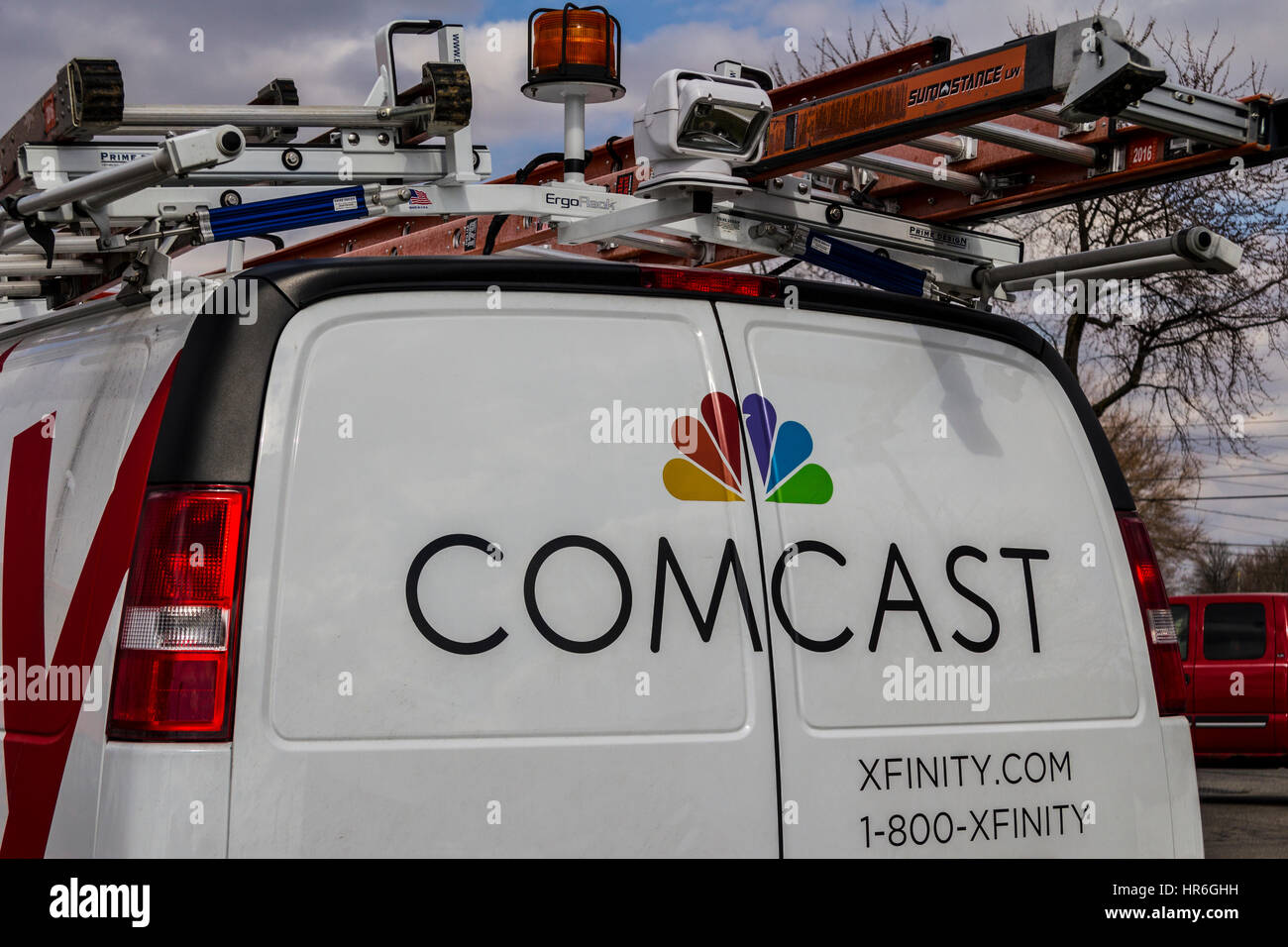 Indianapolis - ca. Februar 2017: Comcast Servicefahrzeug. Comcast ist eine multinationale Massenmedien Unternehmen XI Stockfoto