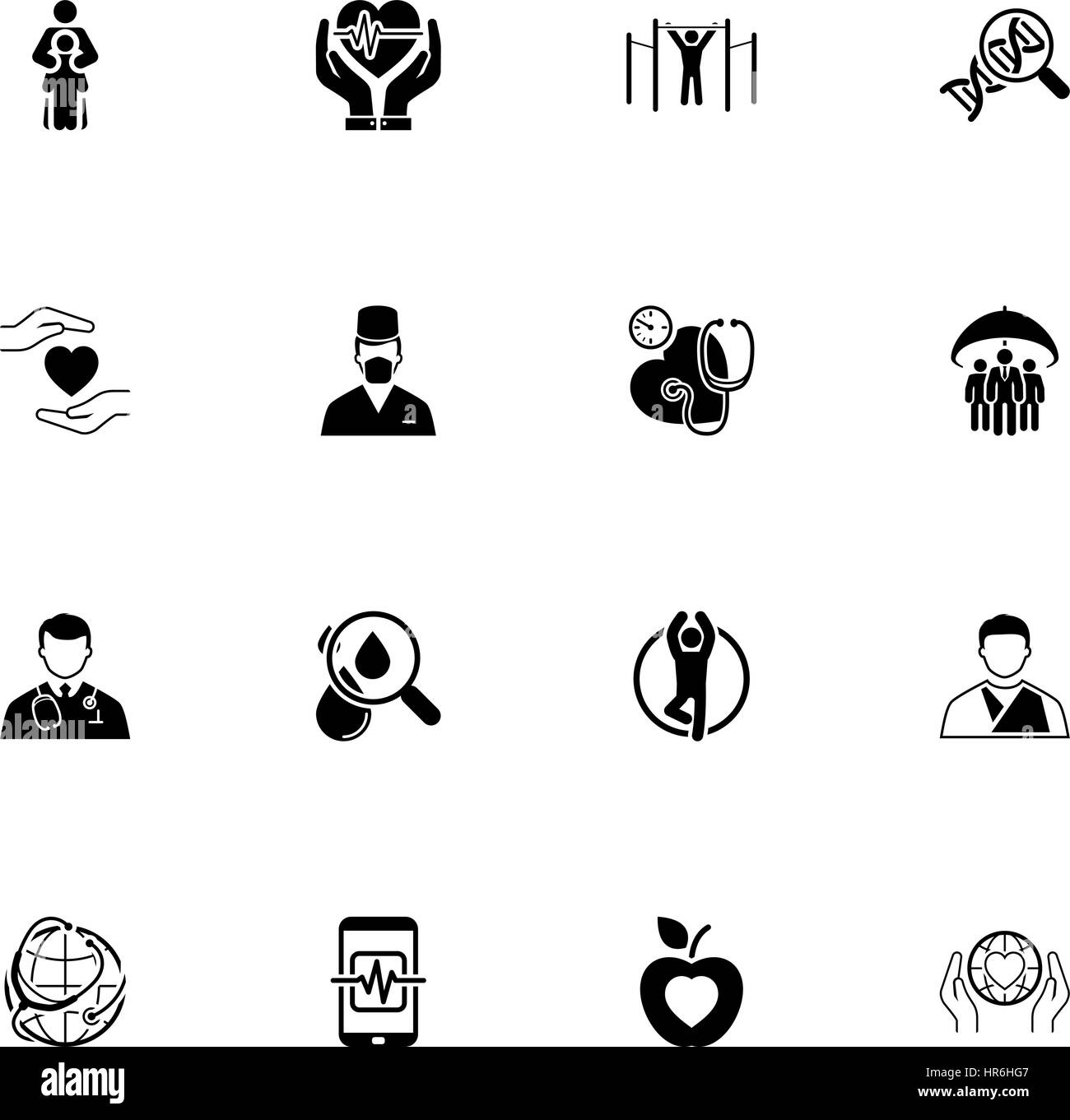 Medizin und Gesundheitswesen Icons Set. Flaches Design. Stock Vektor