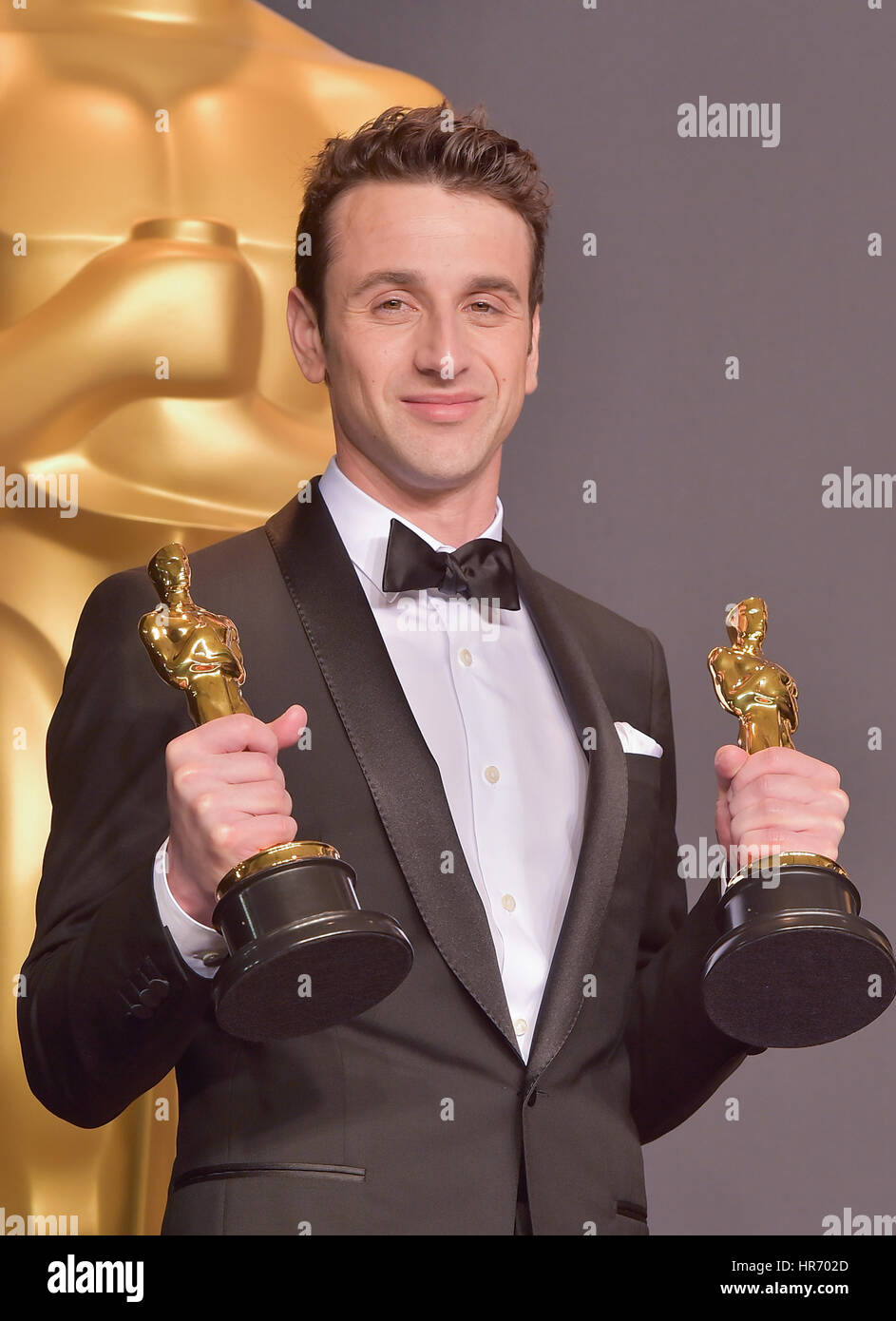 Hollywood, Ca. Februar 2017. Justin Hurwitz, auf der 89th Annual Academy Awards_Press Room im Hollywood & Highland Center, Kalifornien, am 26. Februar 2017. Credit: Media Punch/Alamy Live News Stockfoto