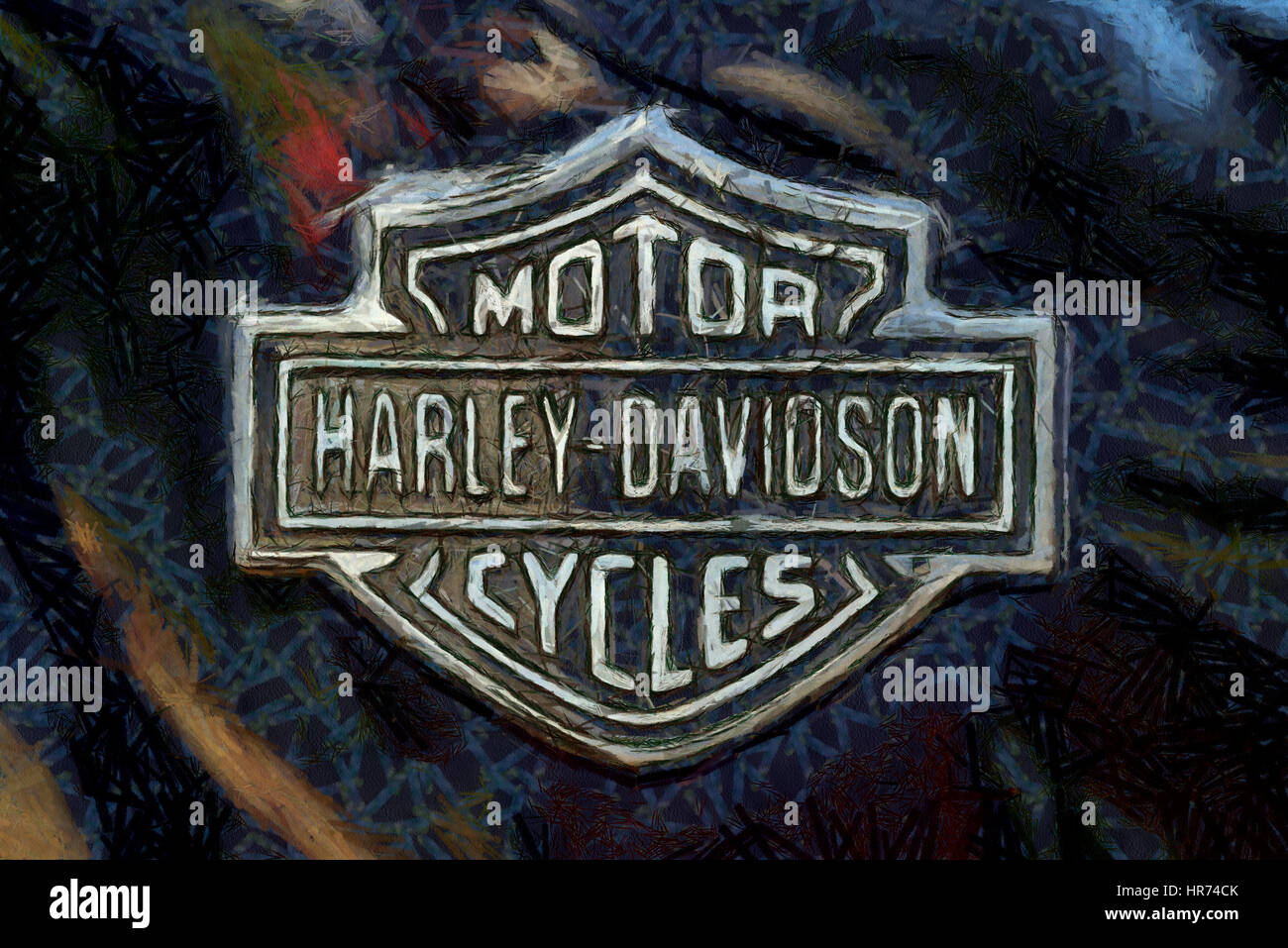 Harley-Davidson Abzeichen auf tank Stockfoto