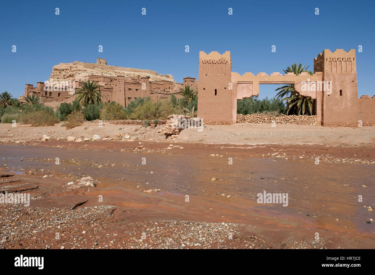 Die berühmte Berber-Stadt von Ait Benhaddou liegt zwischen Marrakesch und die Wüste Sahara in Marokko. Stockfoto