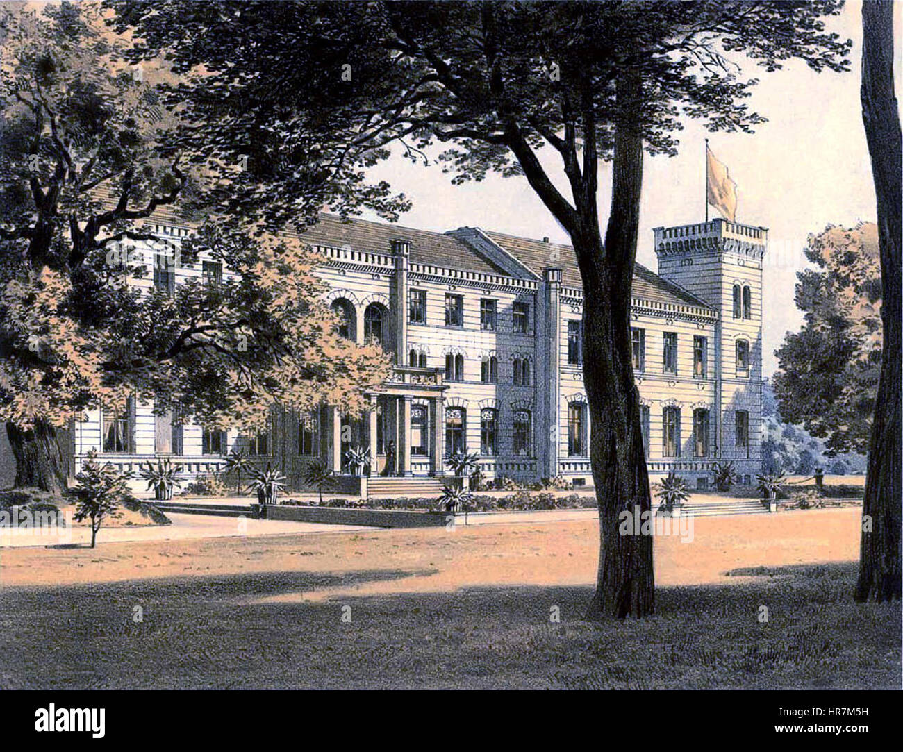 Villa Potulice, Teil der Sammlung Duncker, ist ein wichtiges Beispiel für die Architektur des 19. Jahrhunderts in Polen. Die Villa ist bekannt für ihr raffiniertes Design und ihre historische Bedeutung, die die kulturellen Trends und architektonischen Stile der Zeit widerspiegelt. Stockfoto