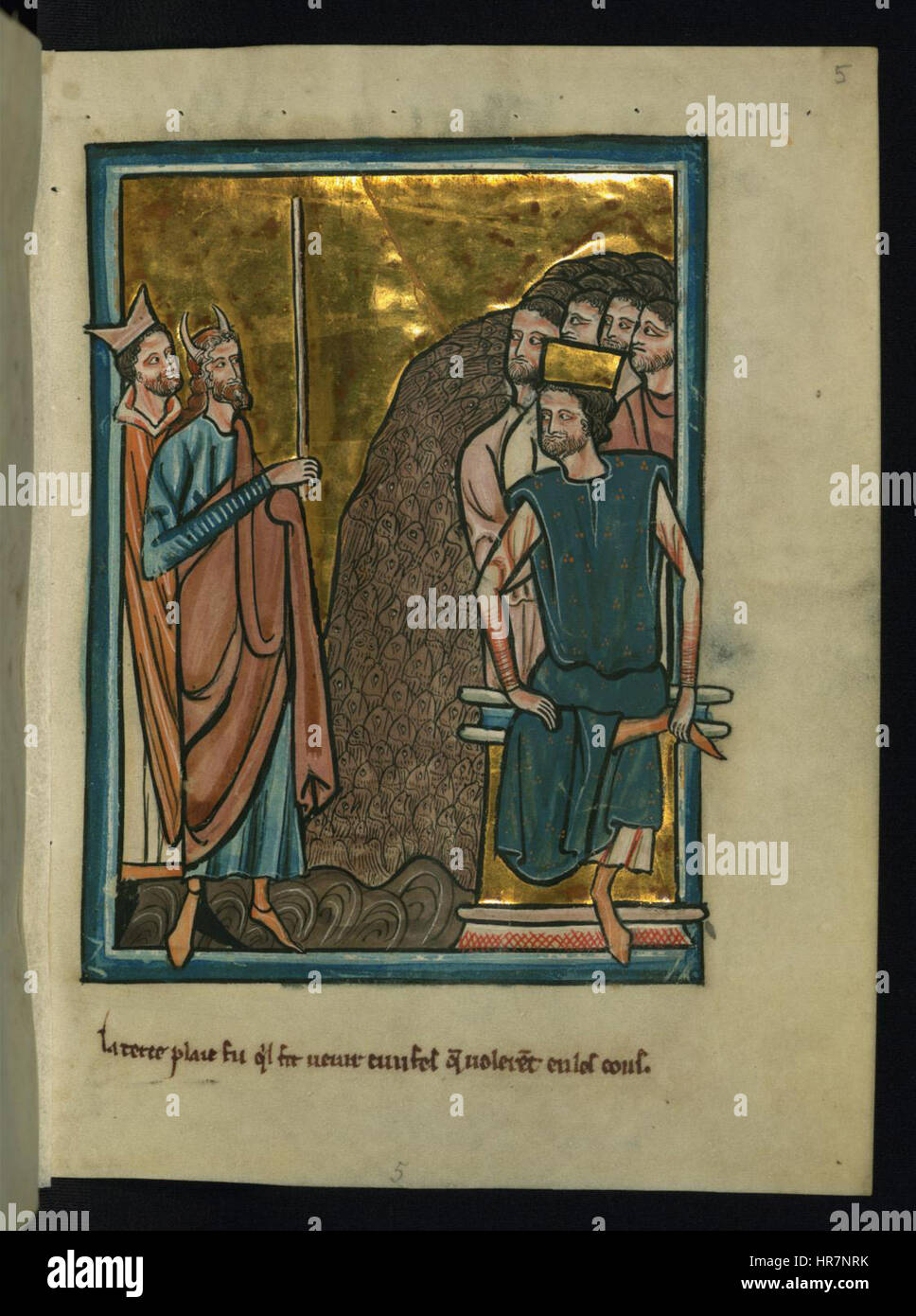 William de Brailes’ Illustration „die dritte Pest Ägyptens – Gnats“ zeigt eine dramatische biblische Szene aus dem Buch Exodus, die die Plagen veranschaulicht, die über Ägypten besucht wurden. Dieses Werk ist Teil einer Reihe religiöser Gemälde aus dem 13. Jahrhundert. Stockfoto
