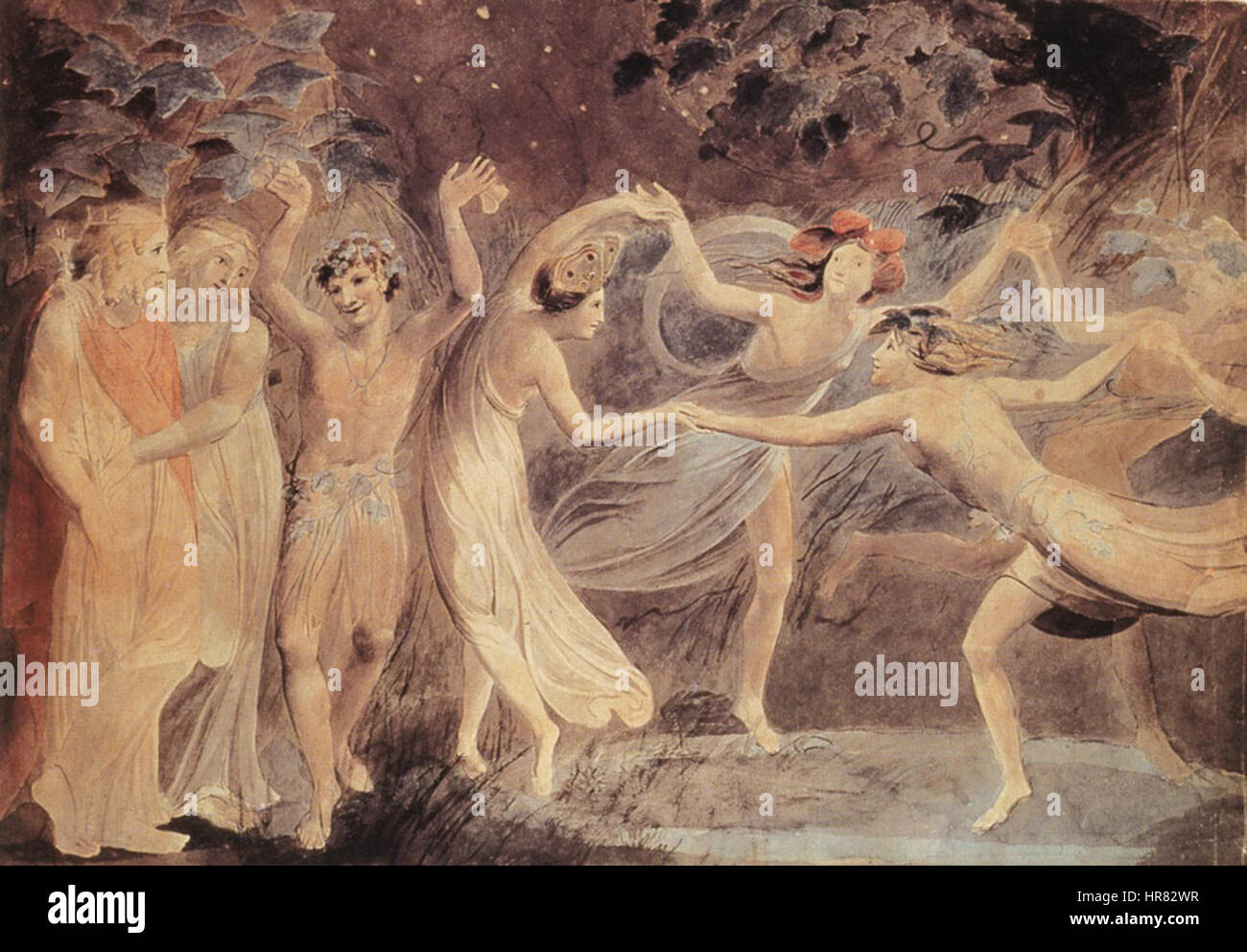 William Blake - Titania und Oberon und Puck mit Feen tanzen Stockfoto