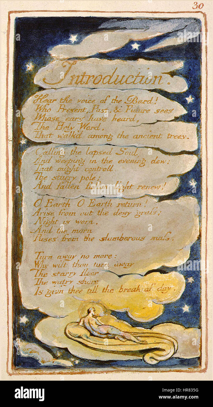 Lieder der Unschuld und von Erfahrung, kopieren AA, 1826 (The Fitzwilliam Museum) - SE - Intro Stockfoto