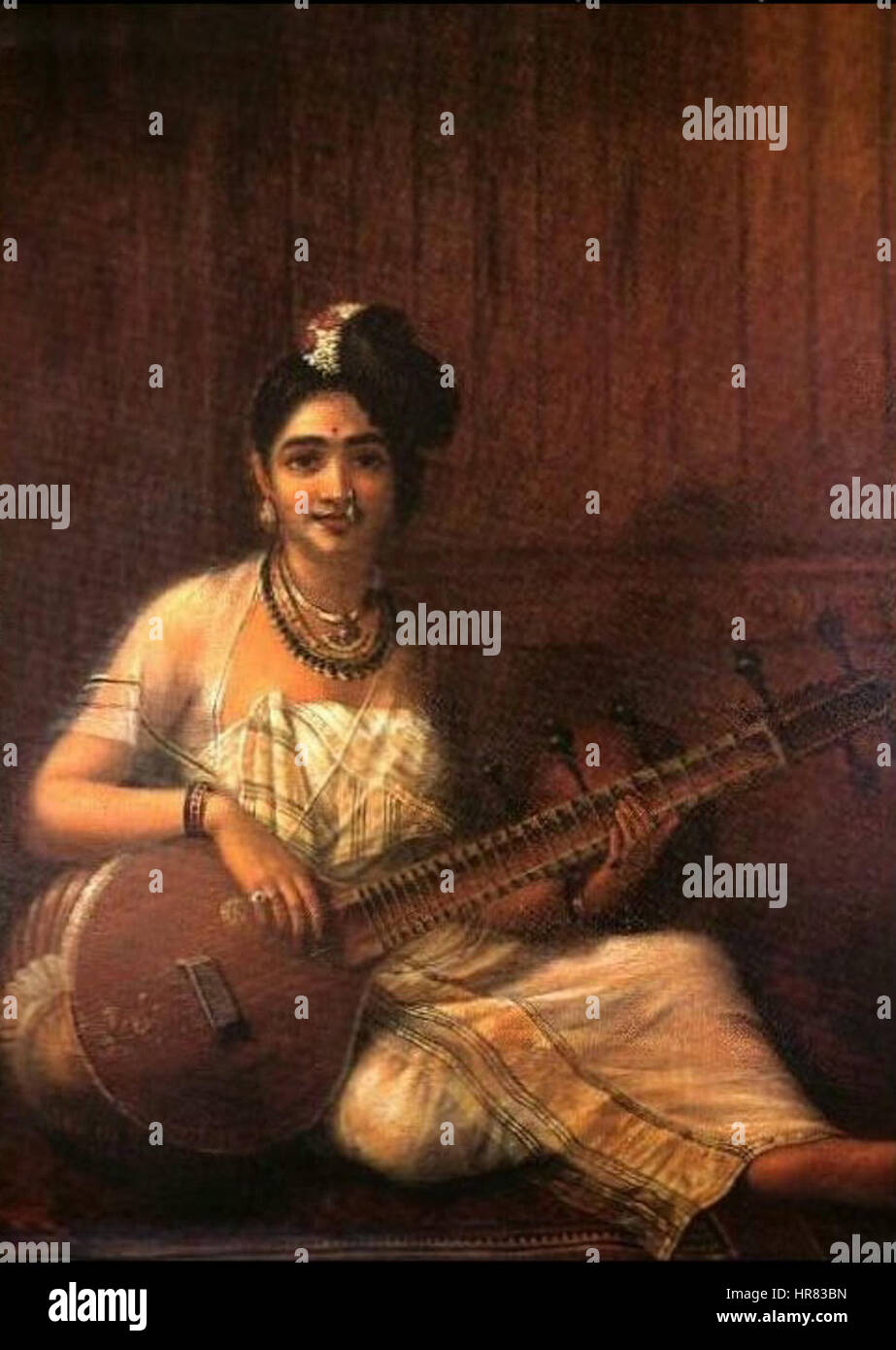 Varma Raja Ravi-Lady mit Veena Stockfoto