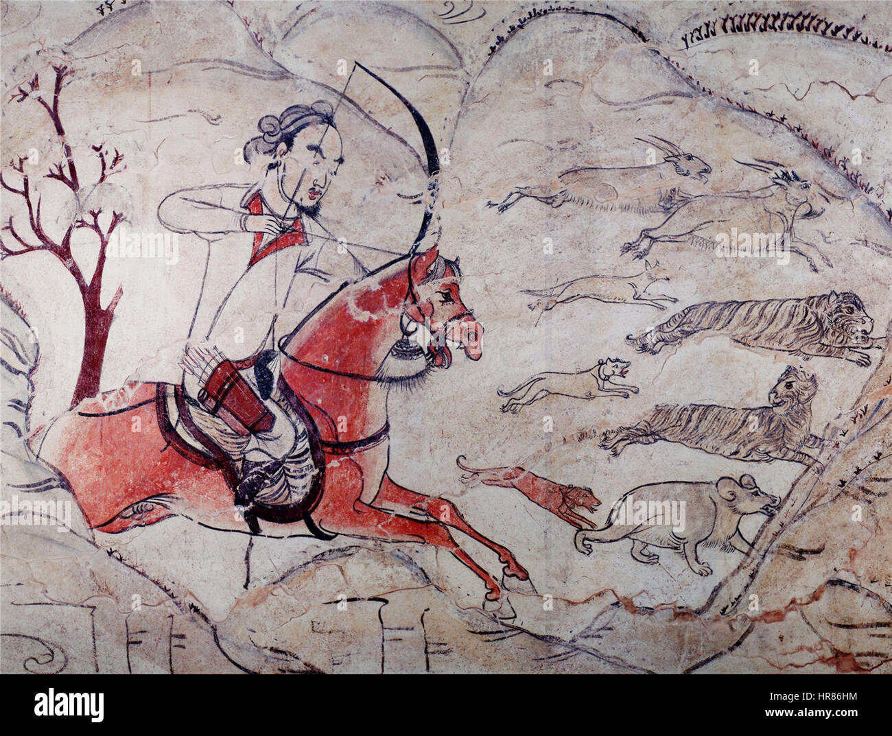 Grab der nördlichen Qi-Dynastie in Jiuyuangang, Xinzhou, Wandbild 16 Stockfoto