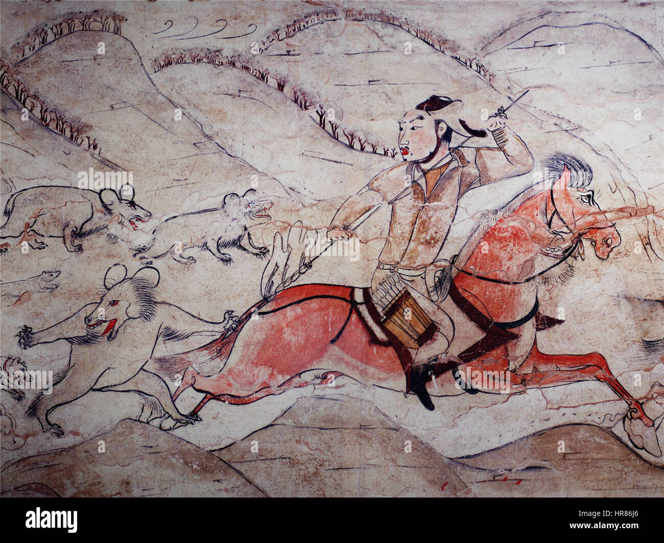 Grab der nördlichen Qi-Dynastie in Jiuyuangang, Xinzhou, Wandbild 29 Stockfoto