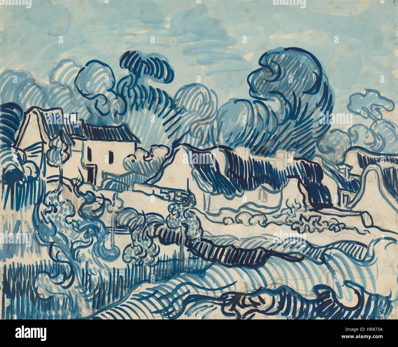 Vincent Van Gogh - Landschaft mit Häusern - F1640r JH1986 Stockfoto