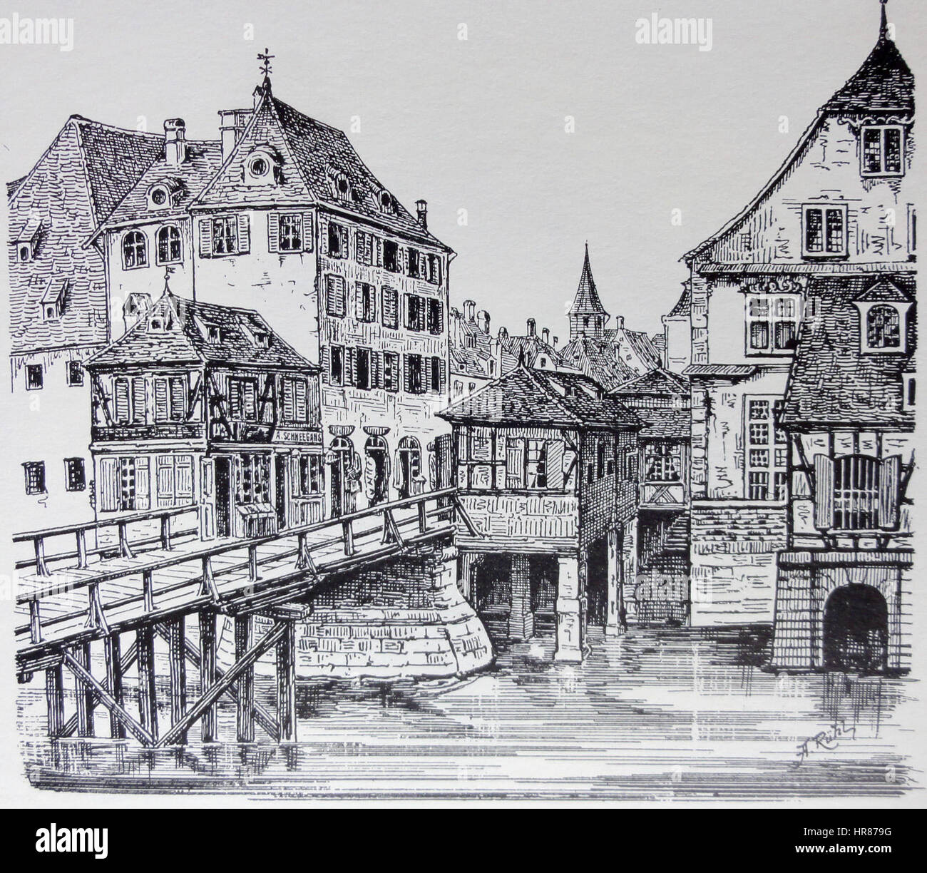 Straßburg PontCorbeau 1839 Stockfoto