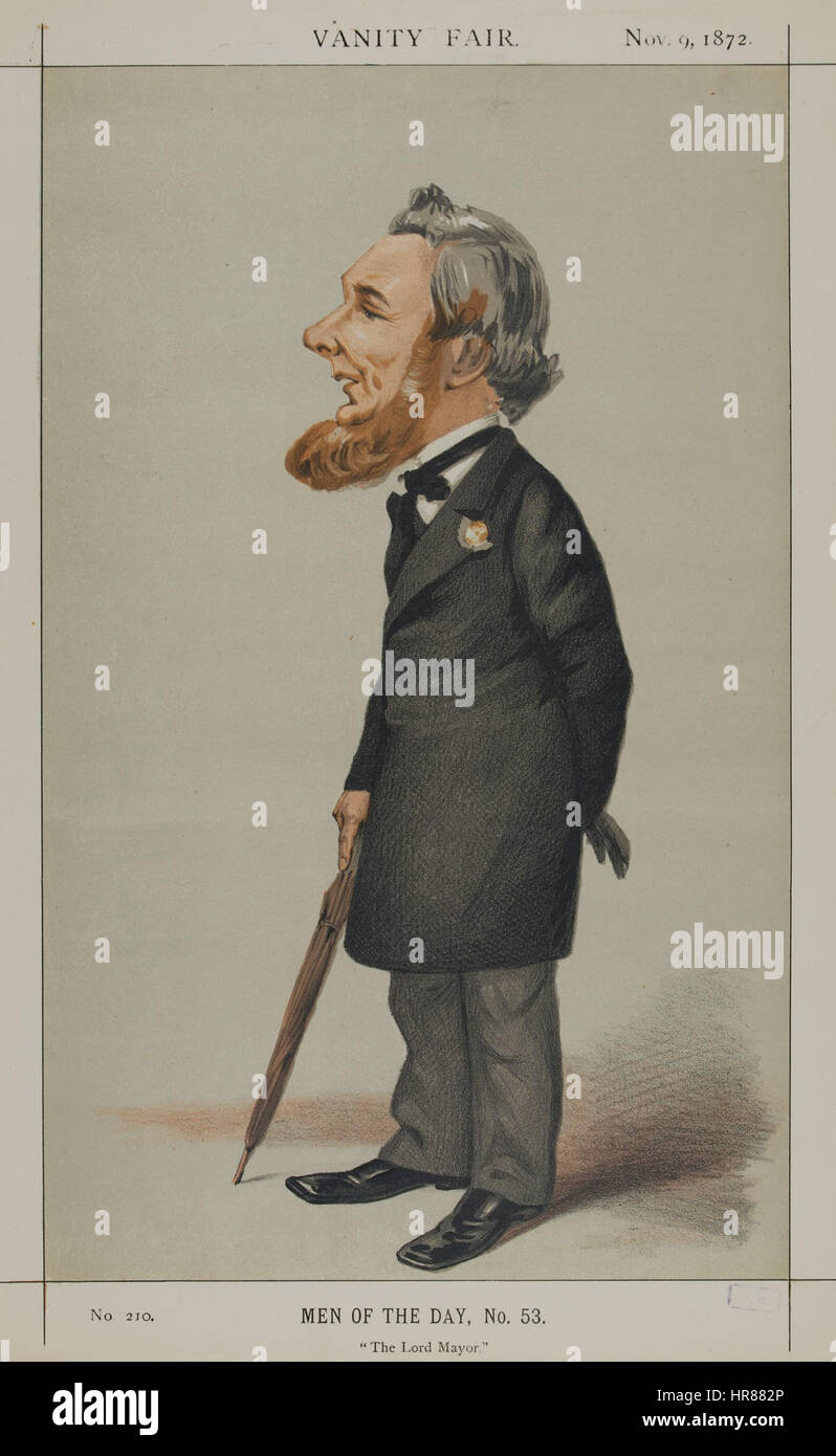 Sydney Hedley Waterlow’s Vanity Fair (1872-11-09) ist ein prominenter politischer Cartoon, der humorvoll die sozialen und politischen Fragen der damaligen Zeit kritisiert. Die Illustration fängt das Wesen der Gesellschaft des späten 19. Jahrhunderts ein, indem sie Satire und Karikatur verwendet, um die prominenten Persönlichkeiten und politischen Persönlichkeiten dieser Epoche anzusprechen. Stockfoto