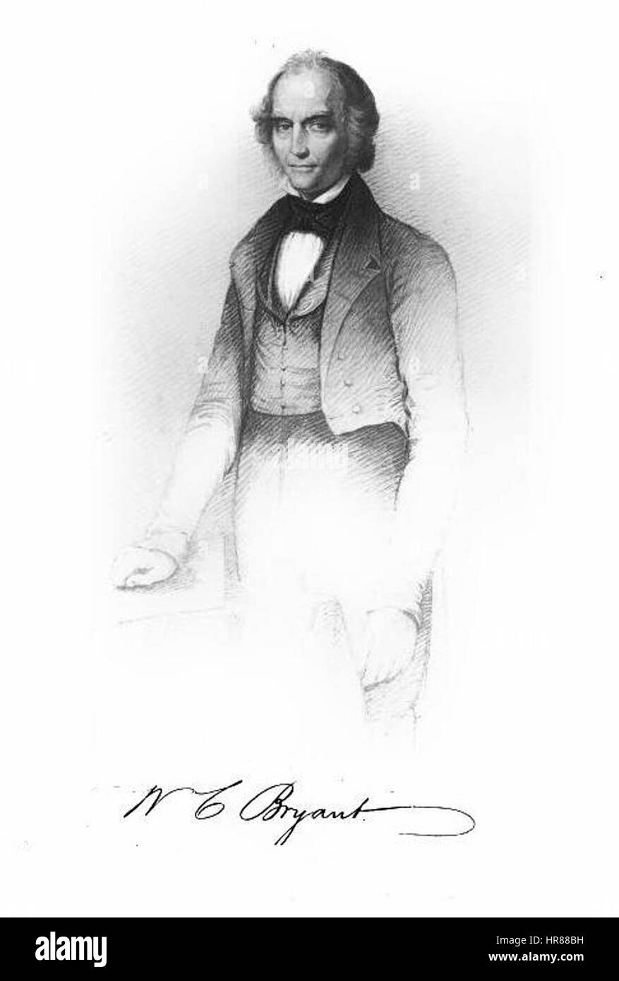Dieses Porträt von William Cullen Bryant, einem amerikanischen Dichter, fängt seine reflektierende und würdevolle Natur ein. Bryant war bekannt für seine Poesie, die sich auf die Natur und die menschliche Situation konzentrierte, und das Porträt verkörpert sein intellektuelles und kontemplatives Verhalten. Stockfoto