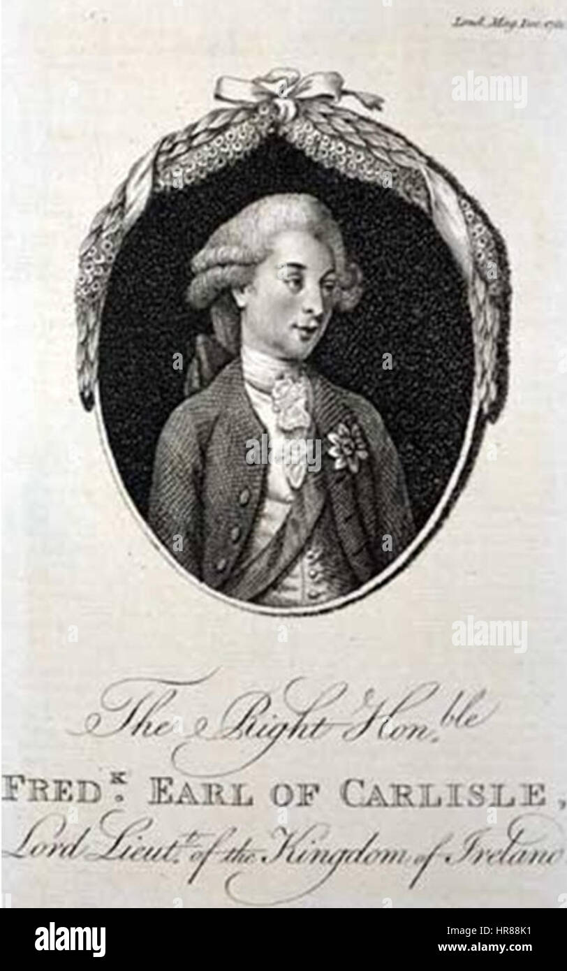Der Rt Hon Fred'k Earl of Carlisle war ein einflussreicher britischer Politiker und Lord Lieutenant of Ireland. Sein Porträt spiegelt seinen Status und seine Bedeutung in der britischen Politik des 19. Jahrhunderts wider und unterstreicht seinen würdevollen Ausdruck und seine formale Kleidung. Stockfoto
