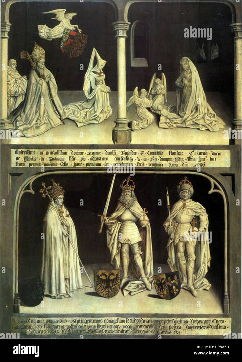 Die Krippe mit Maria von Burgund, Jan Crabbe und Pierre Vaillant Stockfoto Die Krippe mit Maria von Burgund, Jan Crabbe und Pierre Vaillant Stockfoto