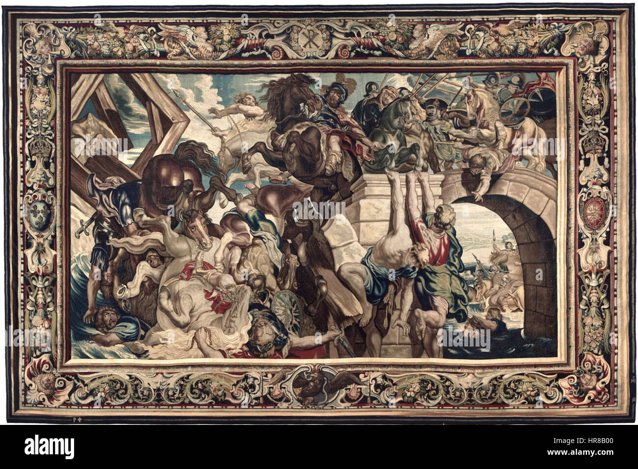Sieg Konstantins über Maxentius in der Schlacht an der Milvischen Brücke (Teppich) - 1623-1625 Stockfoto