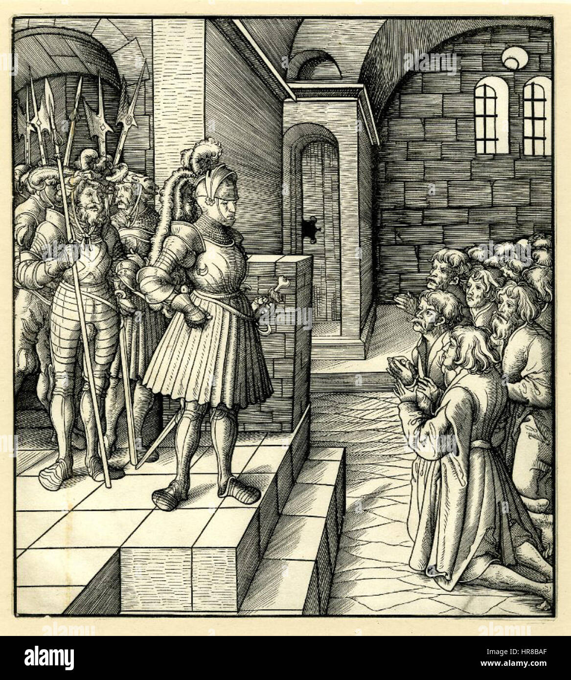 Weisskunig 224 ist eine mittelalterliche Handschrift mit einer Reihe detaillierter Illustrationen. Das Kunstwerk spiegelt historische Themen wider und erfasst verschiedene Szenen des mittelalterlichen Lebens und der Ereignisse Europas. Das Manuskript wurde im späten Mittelalter erstellt und ist eine wertvolle Ressource zum Verständnis des künstlerischen und kulturellen Erbes dieser Zeit. Stockfoto