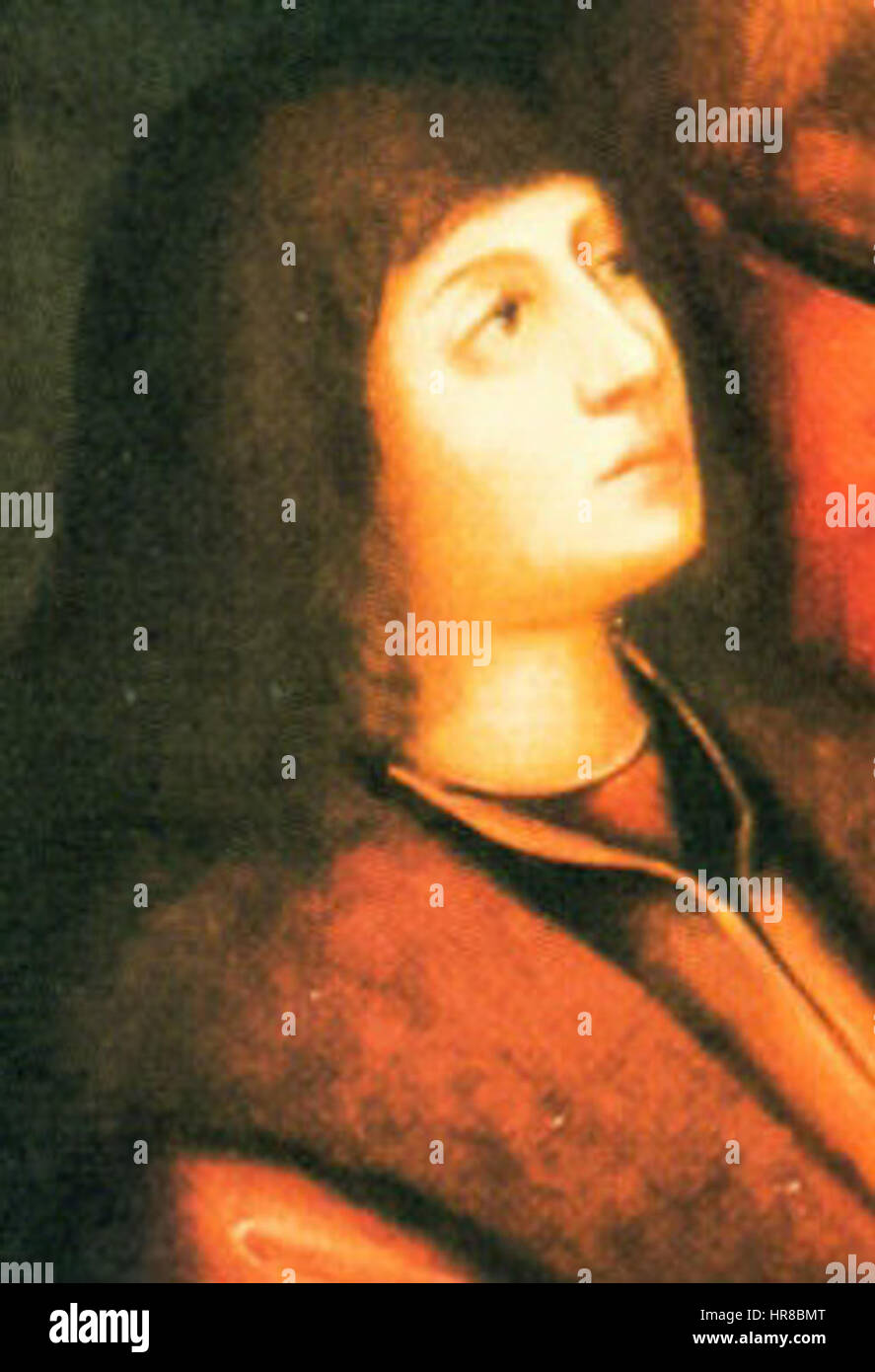 Strigel - fordert St. Ladislaus die Schirmherrschaft von Jungfrau Maria (Detail) Stockfoto