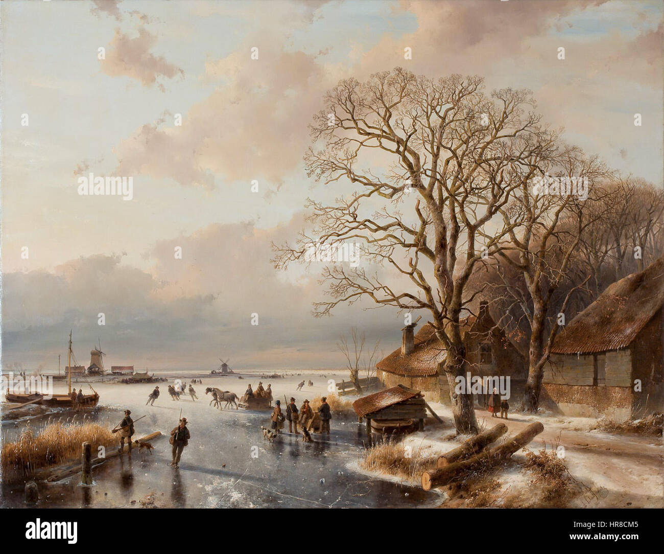 Winterlandschaft von Andreas Schelfhout Stockfoto