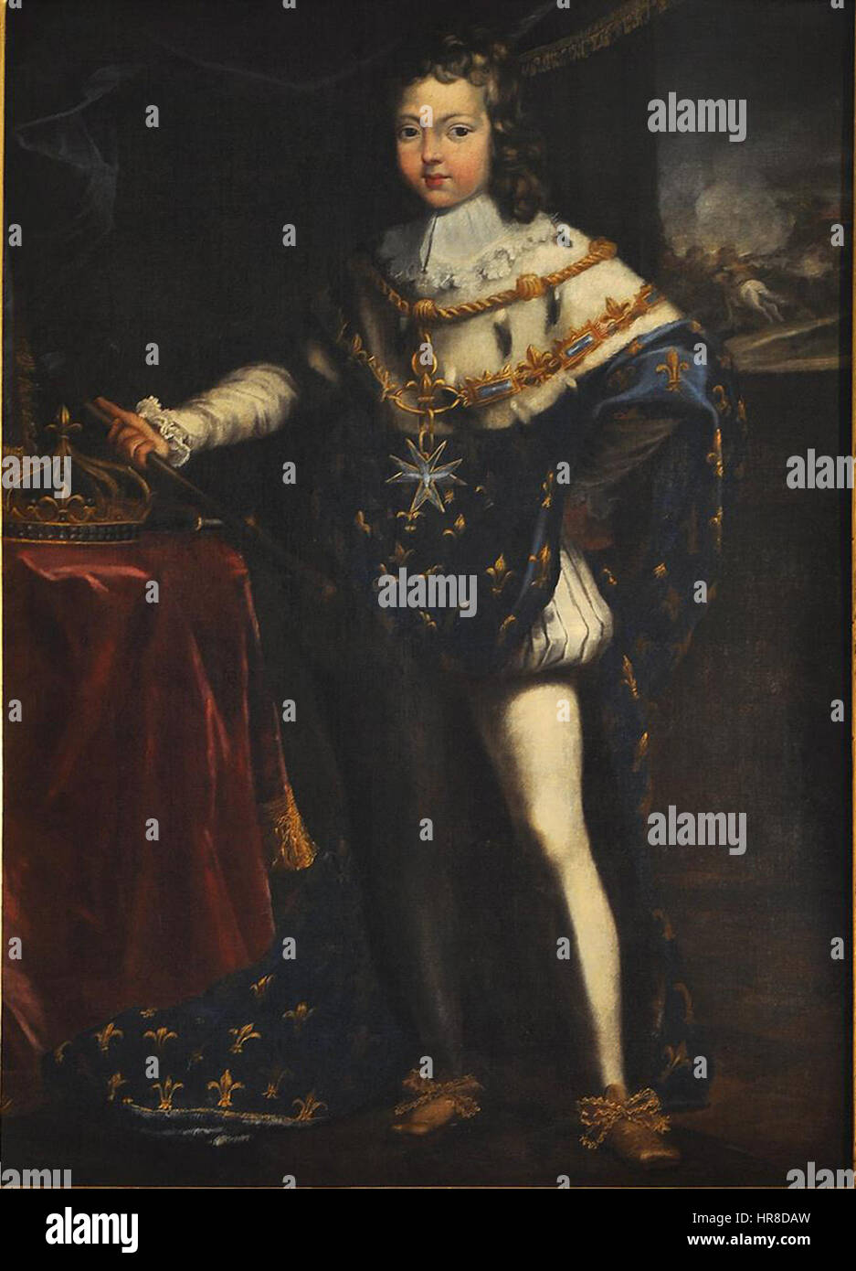 Testelin, zugeschrieben - Louis XIV als Kind in Krönung Kleid Stockfoto