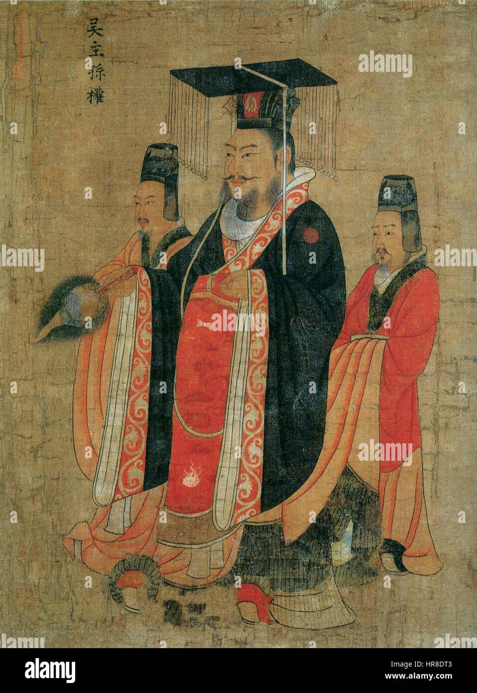 Sun Quan Tang ist ein bemerkenswertes Werk des chinesischen Künstlers Sun Quan, das die Themen Macht, Führung und chinesisches Kulturerbe repräsentiert. Das Kunstwerk vermittelt oft historische Erzählungen aus der Zeit der drei Königreiche. Stockfoto