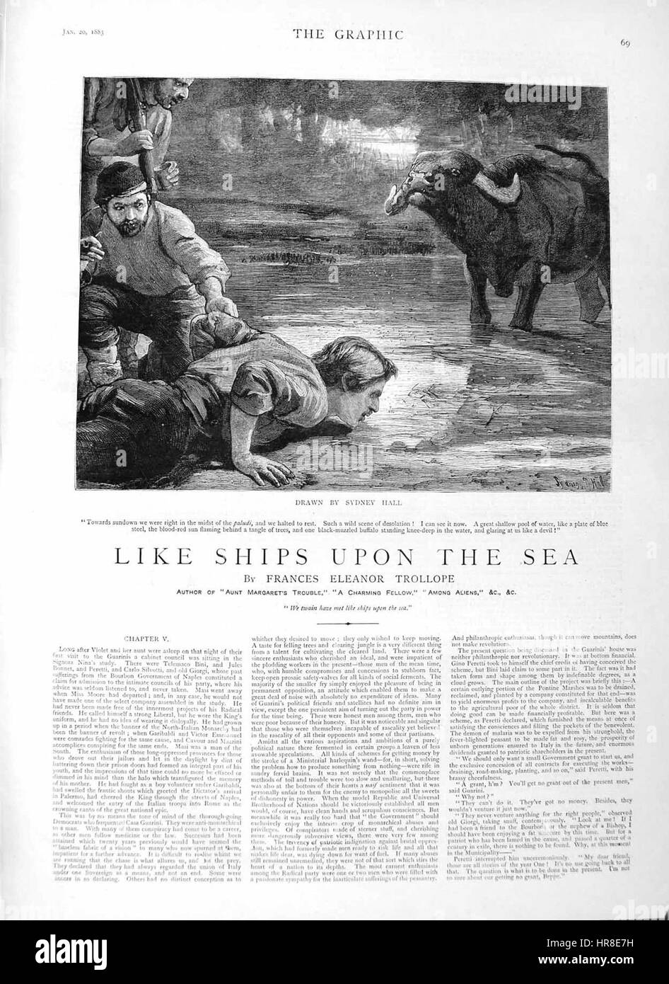 „The Graphic 1883, S. 69“ bezieht sich auf eine Seite aus der Ausgabe 1883 von „The Graphic“, einer britischen Zeitung, die für ihre Illustrationen bekannt ist. Die Seite zeigt bedeutende Ereignisse und künstlerische Darstellungen der Zeit. Stockfoto