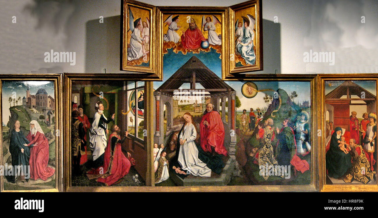 Workshop von Rogier van der Weyden - Polyptychon mit der Geburt, Mitte des 15. Jahrhunderts, Metropolitan Museum of Art Stockfoto