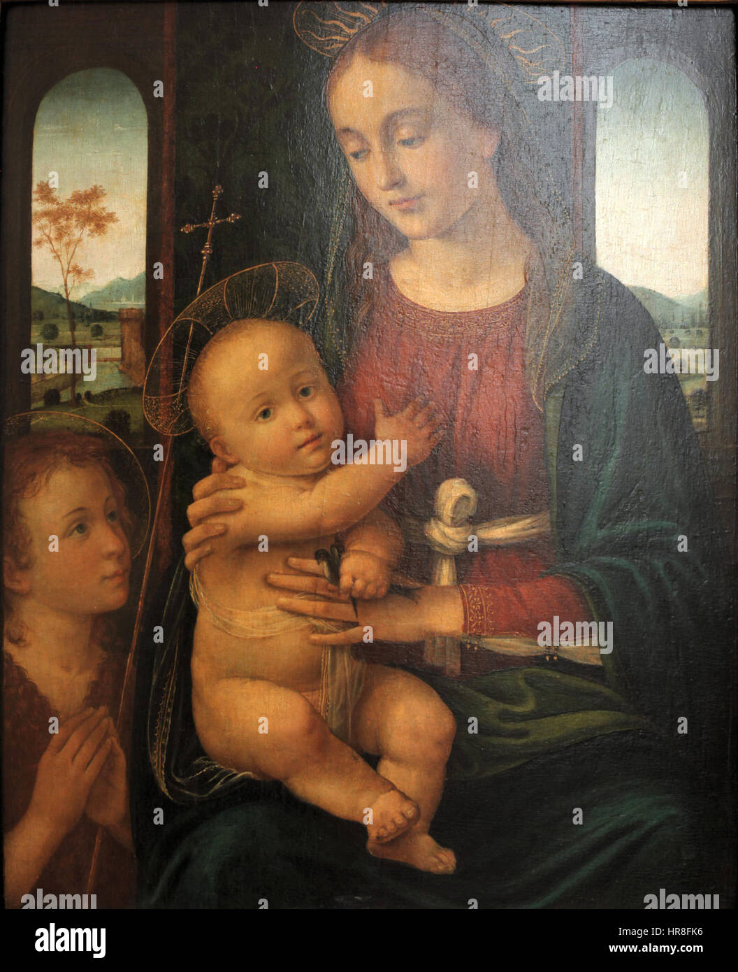 Jungfrau mit Kind und Heiligen Johannes der Täufer-Biagio dAntonio-MBA Lyon B438-IMG 0303 Stockfoto