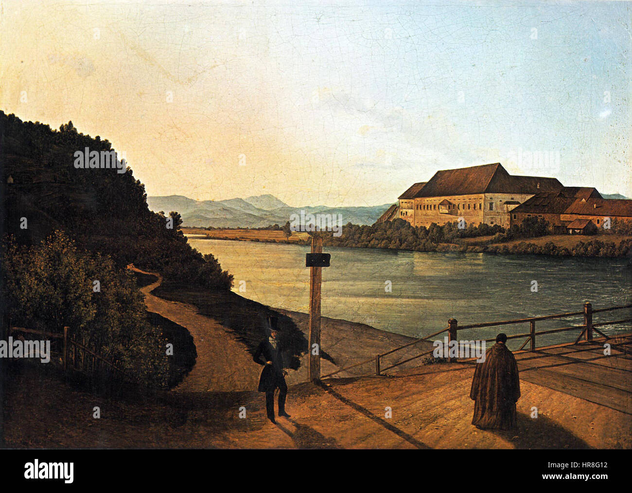 Stara Grofija (die Alte Gräfin) aus dem Jahr 1843 stellt eine Adlige in würdevoller, melancholischer Haltung dar. Das Gemälde spiegelt die europäische Porträtmalerei des 19. Jahrhunderts und die emotionale Tiefe aristokratischer Figuren wider. Stockfoto
