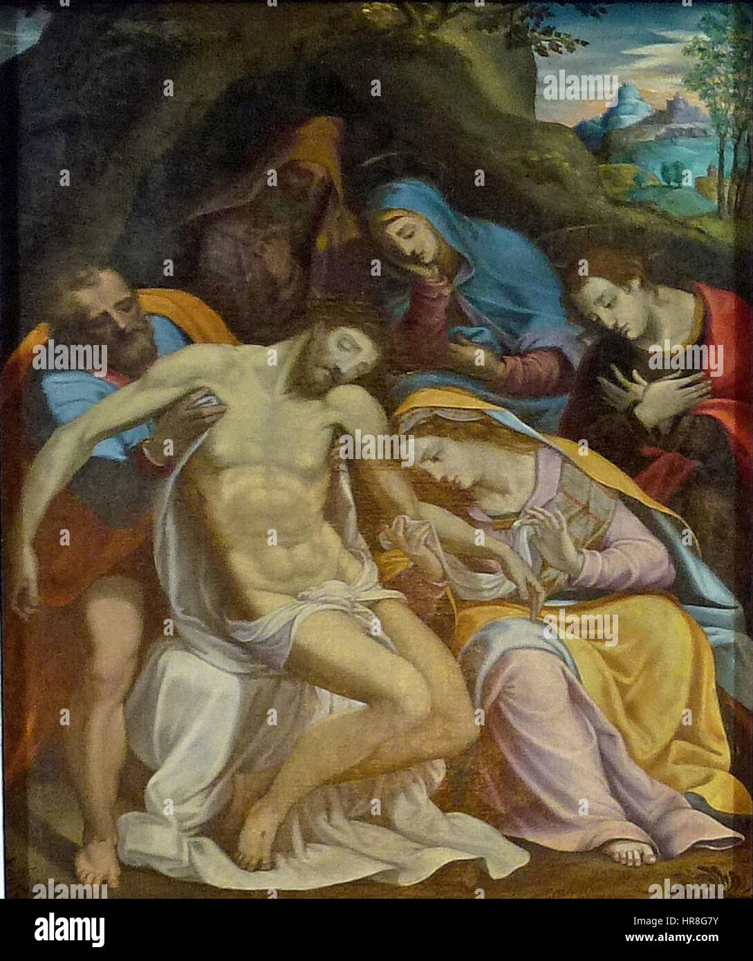 „Ukta“ von Girolamo Muziano bezieht sich wahrscheinlich auf ein bestimmtes Werk oder eine Szene des italienischen manieristischen Künstlers. Muziano, bekannt für seine detaillierten religiösen und mythologischen Gemälde, verbindet klassische Techniken mit manieristischer Eleganz. Das Werk kann sich auf ein religiöses oder mythologisches Thema konzentrieren, je nach Stil des Künstlers. Stockfoto