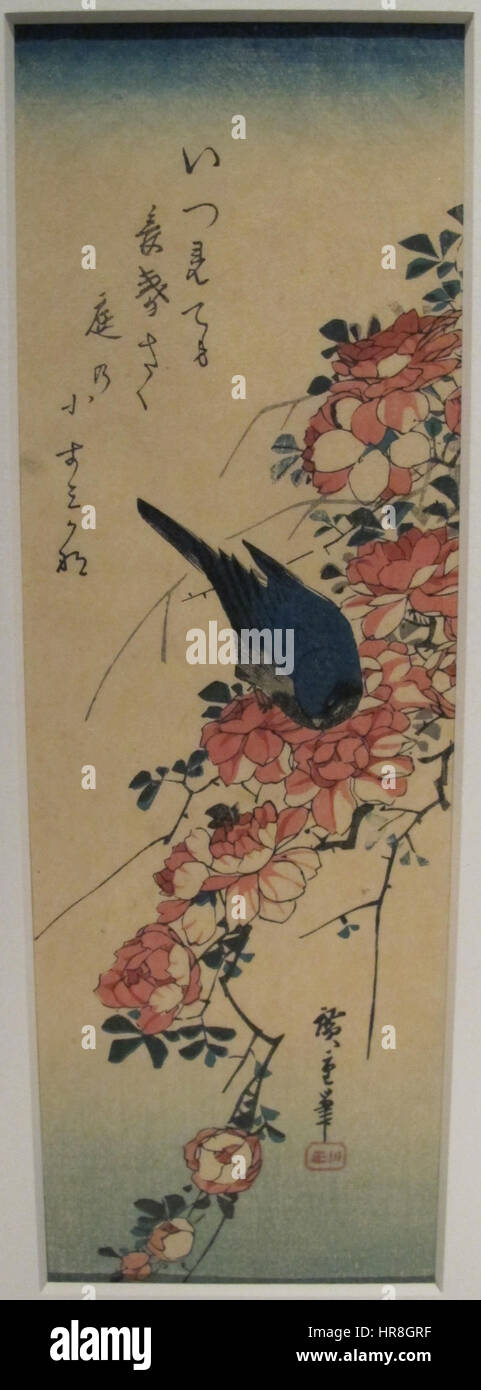 Utagawa Hiroshige, Rosa con Uccello, XIX sec Stockfoto