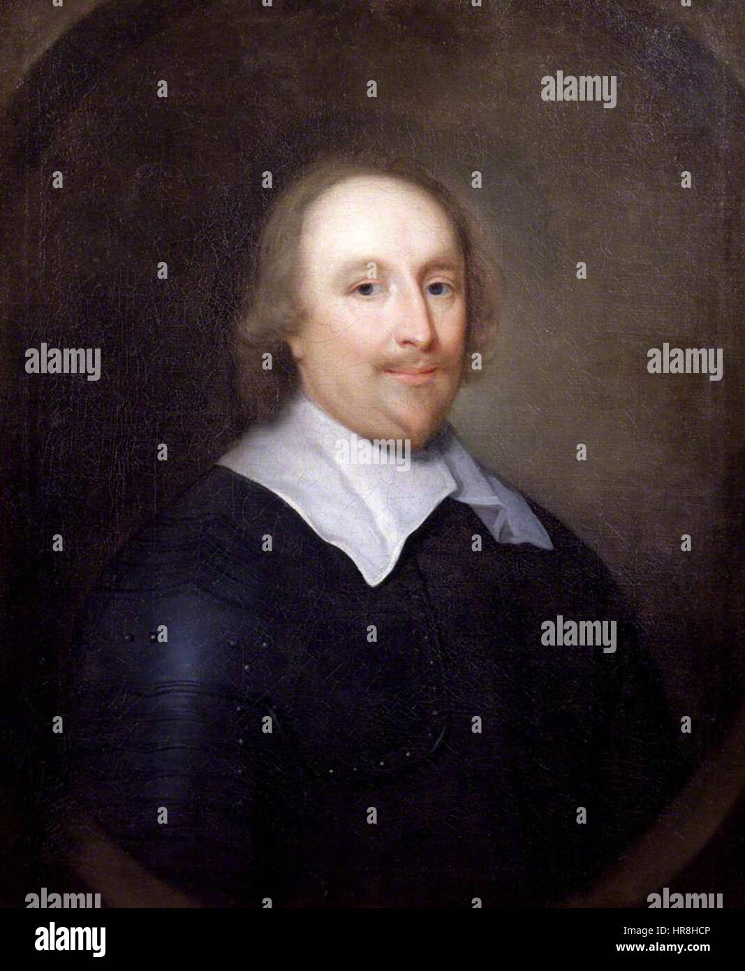 Ein historisches Porträt von William Lenthall, englischer Sprecher und Politiker, bekannt für seine Rolle als Sprecher des House of Commons während des englischen Bürgerkriegs. Das Gemälde zeigt seine Führung während einer turbulenten Periode in der britischen Geschichte. Stockfoto