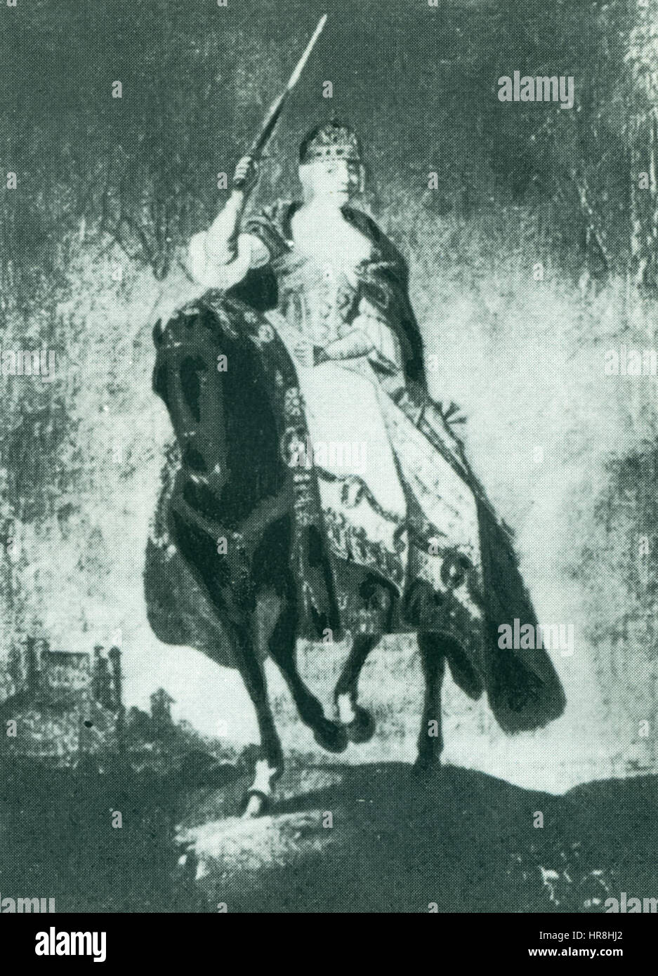 Die Krönung von Maria Theresia in Presburg war durch zeremonielle Schwertschläge gekennzeichnet, die ihren Thronaufstieg symbolisierten. Das Ereignis ist in Kunstwerken dargestellt und zeigt die historische Bedeutung dieses königlichen Moments. Stockfoto Die Krönung von Maria Theresia in Presburg war durch zeremonielle Schwertschläge gekennzeichnet, die ihren Thronaufstieg symbolisierten. Das Ereignis ist in Kunstwerken dargestellt und zeigt die historische Bedeutung dieses königlichen Moments. Stockfoto
