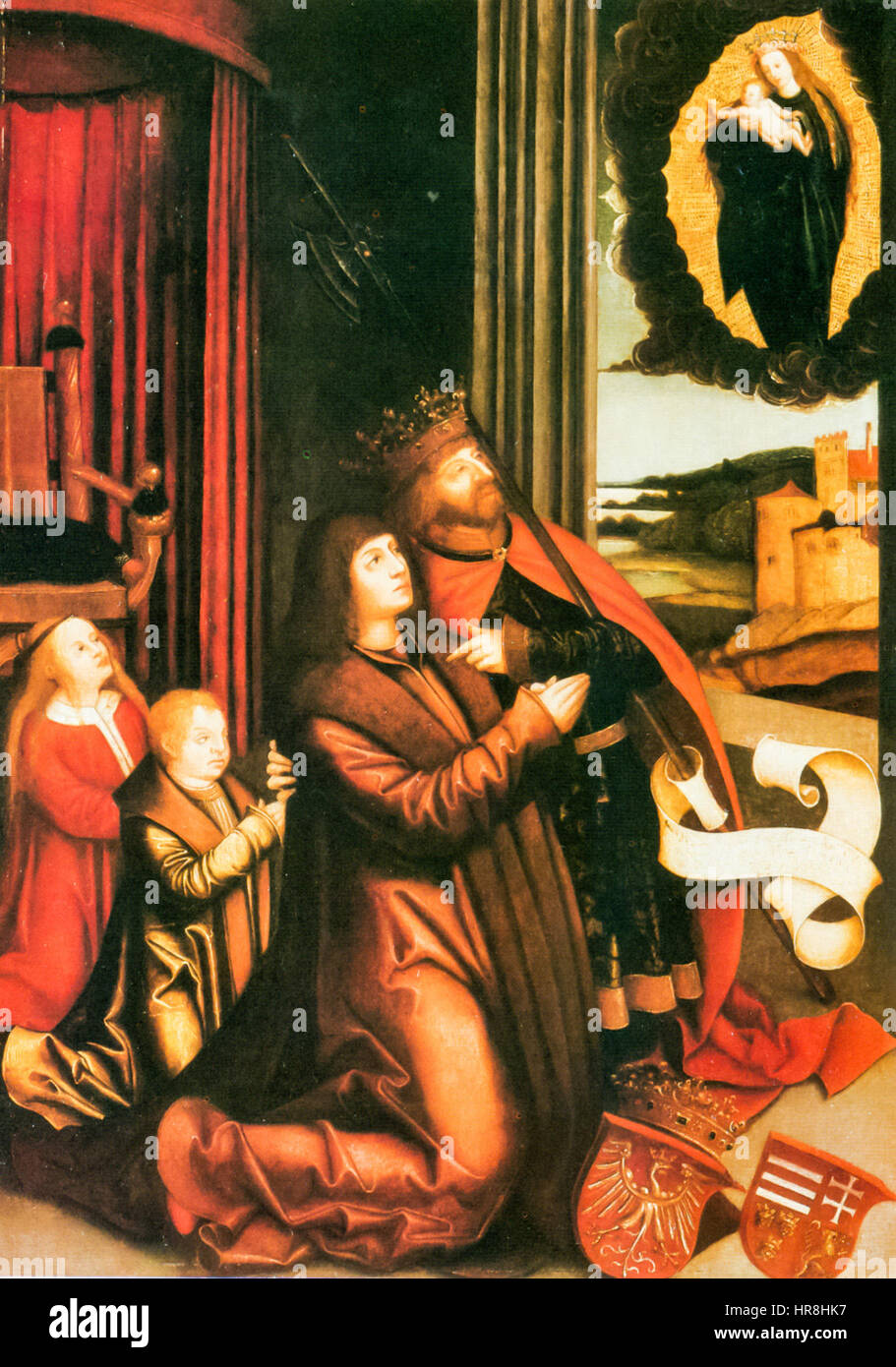 Strigel - St. Ladislaus fordert die Schirmherrschaft der Jungfrau Maria Stockfoto