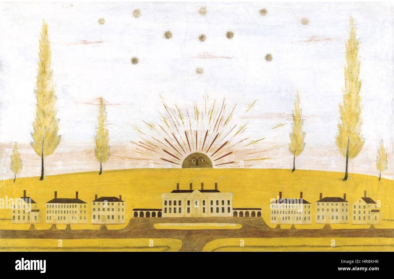 Das Haus des Präsidenten, Aquarell Malerei auf Putz von Rufus Porter, c. 1824, Renwick Gallery Stockfoto