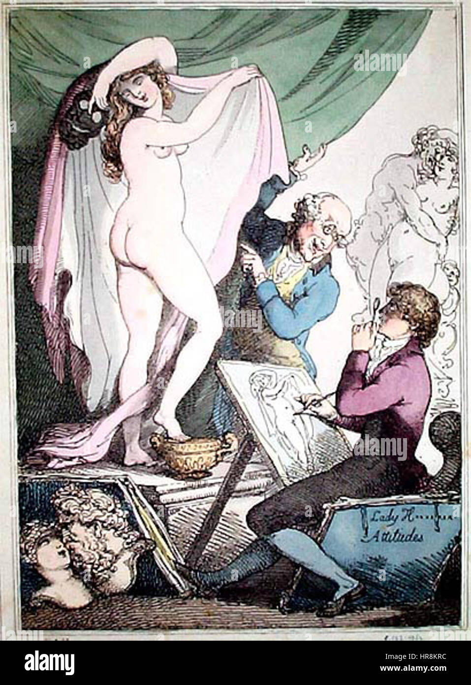 Thomas Rowlandson war ein englischer Künstler, der für seine satirischen Illustrationen und Karikaturen bekannt war. Seine Werke zeigten oft soziale Szenen und bieten mit übertriebenen Figuren und lebendigen Kompositionen eine humorvolle und kritische Perspektive auf das zeitgenössische Leben im 18. Und 19. Jahrhundert. Stockfoto