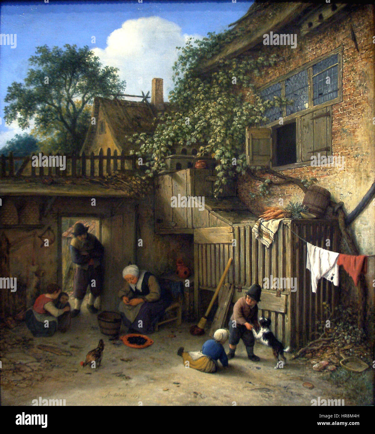 Das Cottage Dooryard-1673-Adriaen van Ostade Stockfoto