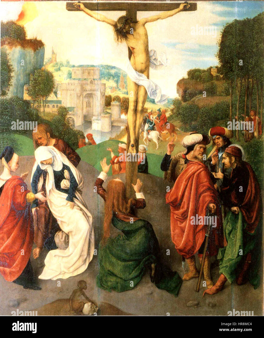 Uffizi Kreuzigung - Meister der Virgo inter Virgenes Stockfoto